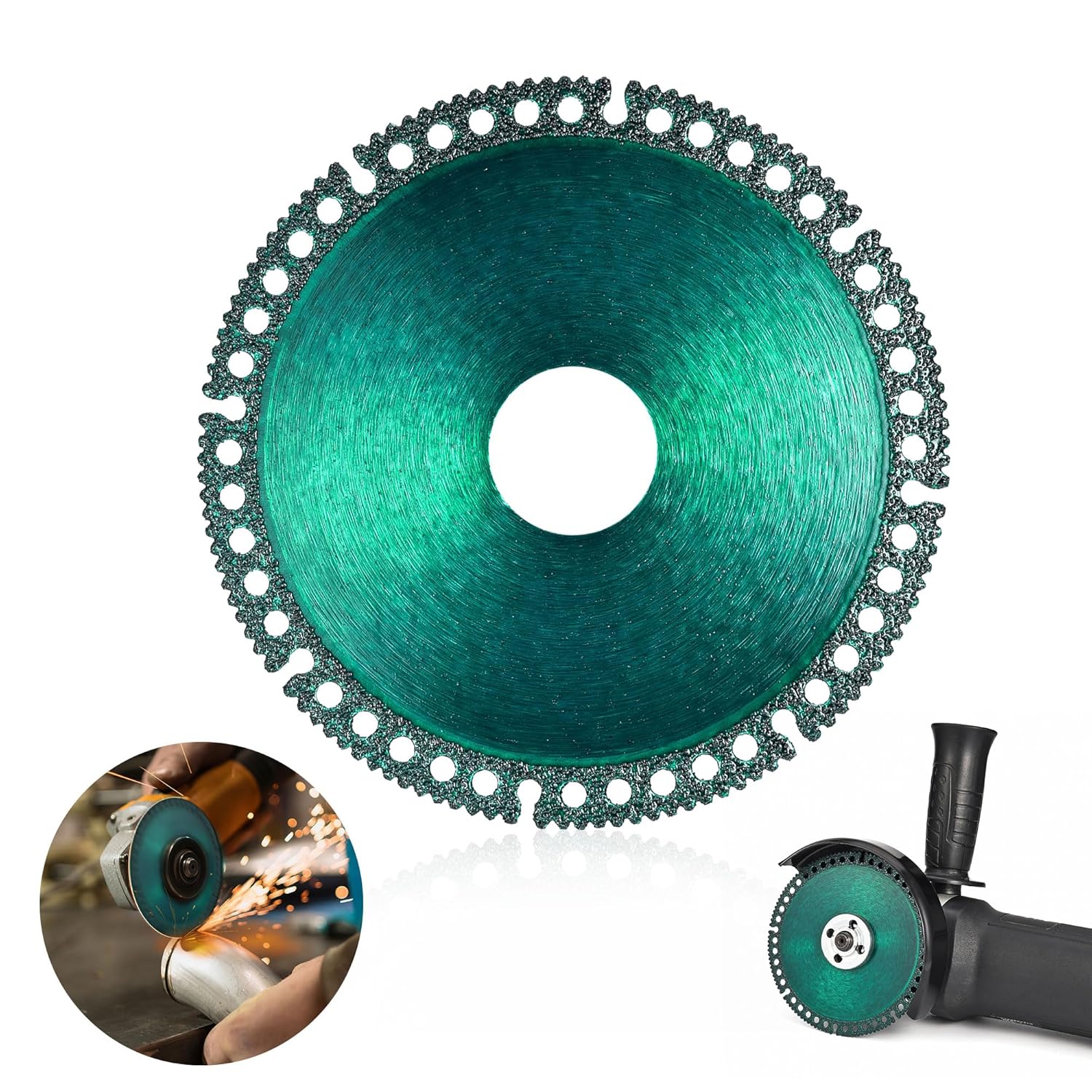 Mornajina ‎5 Packs 5 Inch Indestructible disc for Grinder, Indestructible Disc 2.2 for Angle Grinder 7/8" (Model 125), Cutting Discs for Smooth Cutting, Chamfering, Grinding of All Materials (Green)