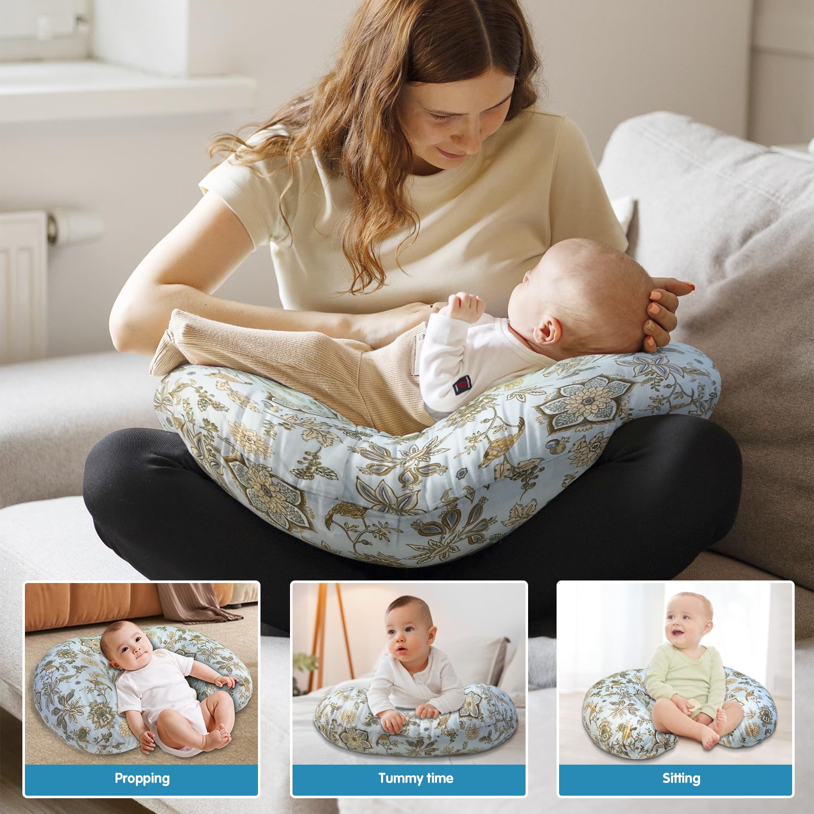 x-vesolje Almohada de lactancia, almohada de lactancia materna con funda extraíble, almohada ergonómica para lactancia materna, almohada de alimentación para bebés para mamá más fácil, tamaño original
