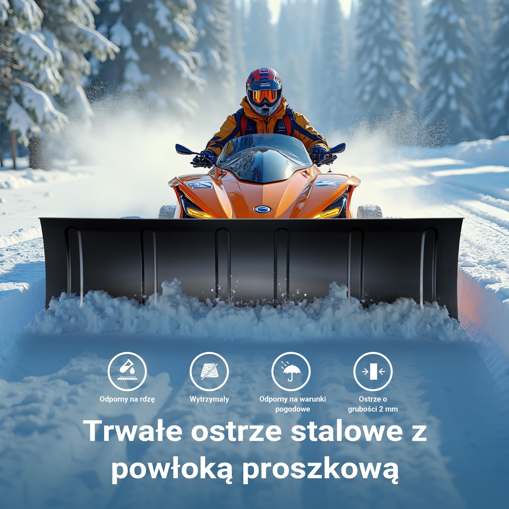 Wiltec Pług do śniegu o wymiarach 150 x 40 cm ze stali SPCC, czarna łopatka do mocowania do quadu, ATV i traktorka kosiarki, szufla do odśnieżania