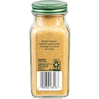 Simply Organic Garlic Powder, 3.64-Ounce Jar, Pure A-Grade Organic Garlic, Dried & Ground, Kosher, No ETO, Non GMO