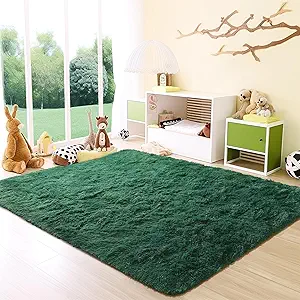Fluffy Throw Fade Resistant 3x5 Feet, Jasper Small Throw for Boys Room, Plush Furry Bedside Rug for Bedroom