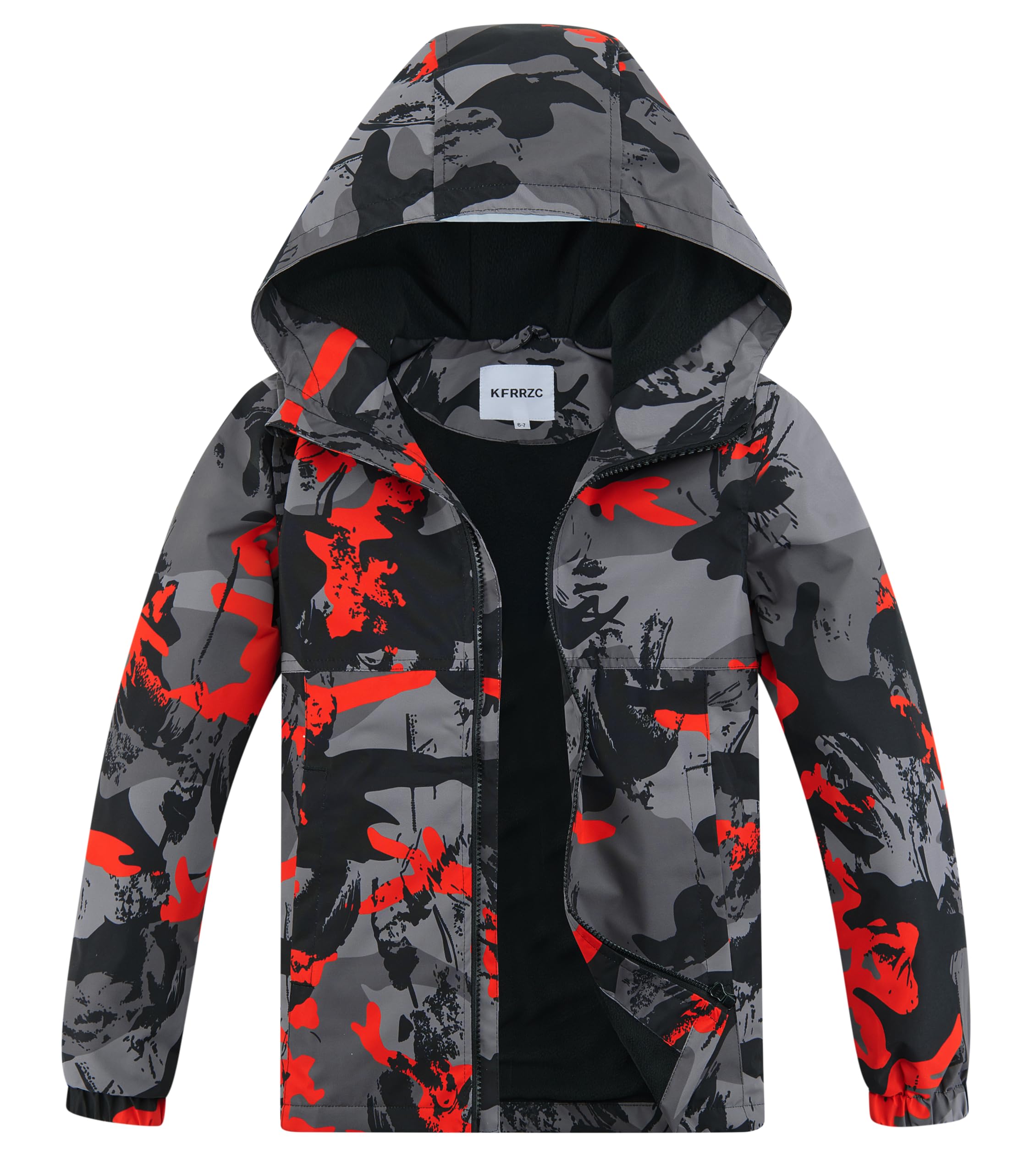 KFRRZC Boys Girls Rain Jackets Waterproof Hooded fleece Raincoats Lightweight Windbreakers for Kids