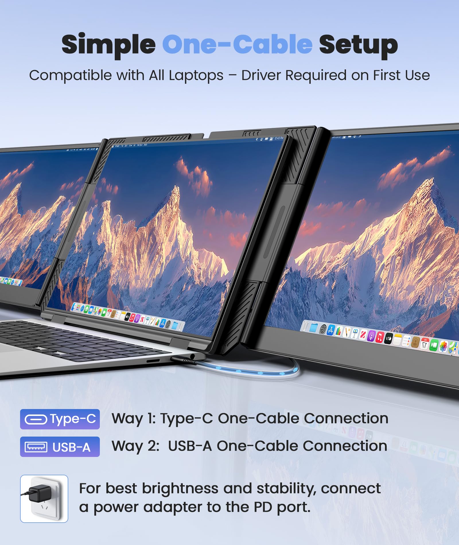 One Cable Laptop Screen Extender 15.6