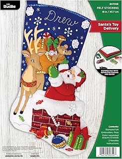 Bucilla, Santa's Toy Delivery, Felt Applique 18" Stocking Making Kit, Perfect for Holiday DIY Arts and Crafts Projects, 89...