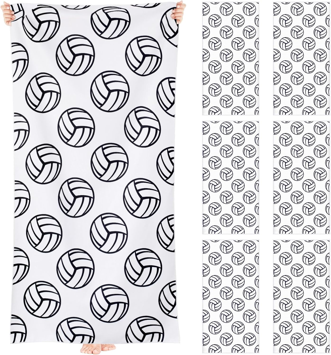 6 Pcs Volleyball Beach Towels Volleyball Team Gifts Oversized Beach Towel Quick Drying Sports Towel for Volleyball Theme Party Volleyball Sports Club Team Supplies, 35 x 70 Inch