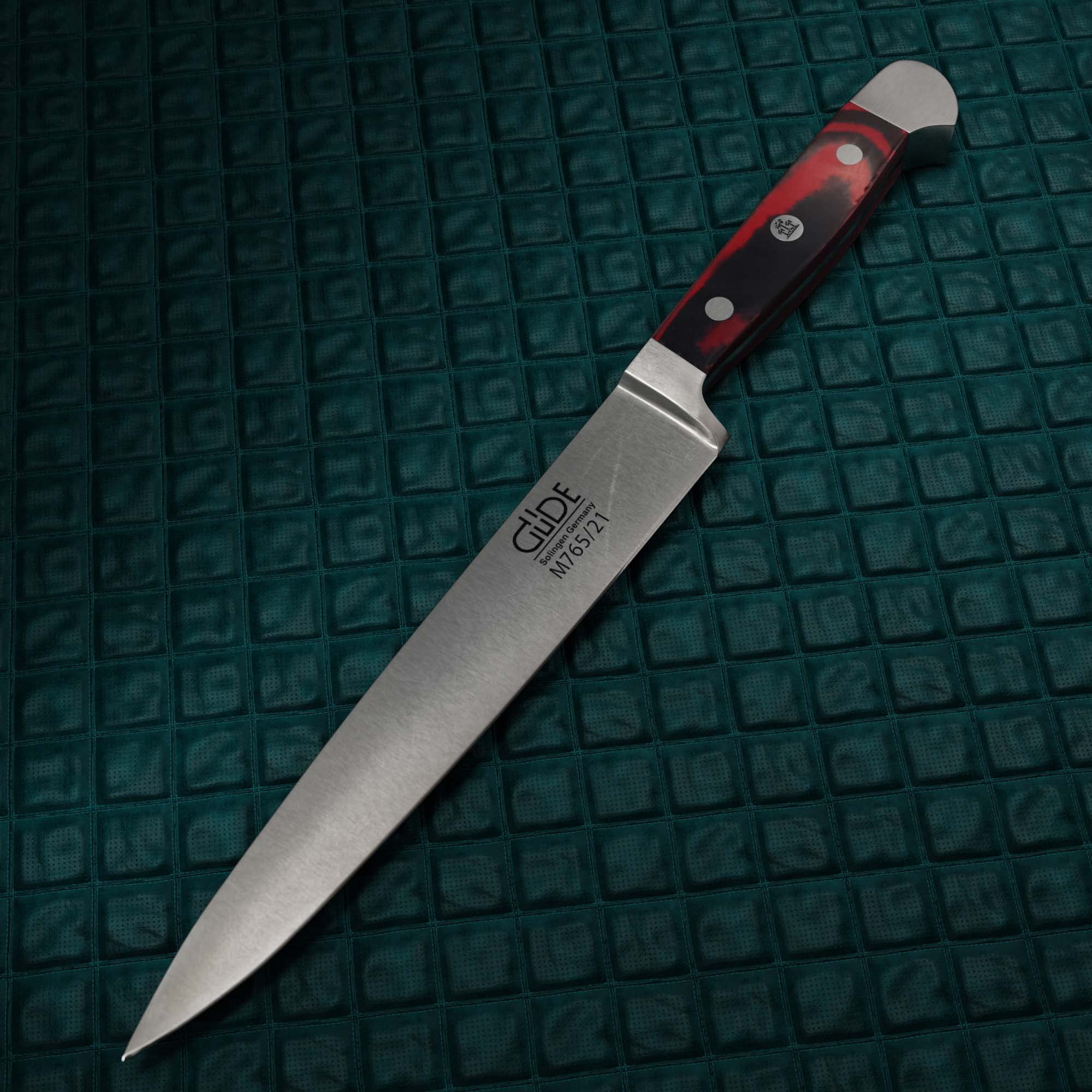 Güde Solingen - Cuchillo jamonero forjado, 21 cm, Micarta, ALPHA-MIKARTA - Cuchillo de Trinchar, doble virola, Hecho a mano en Alemania