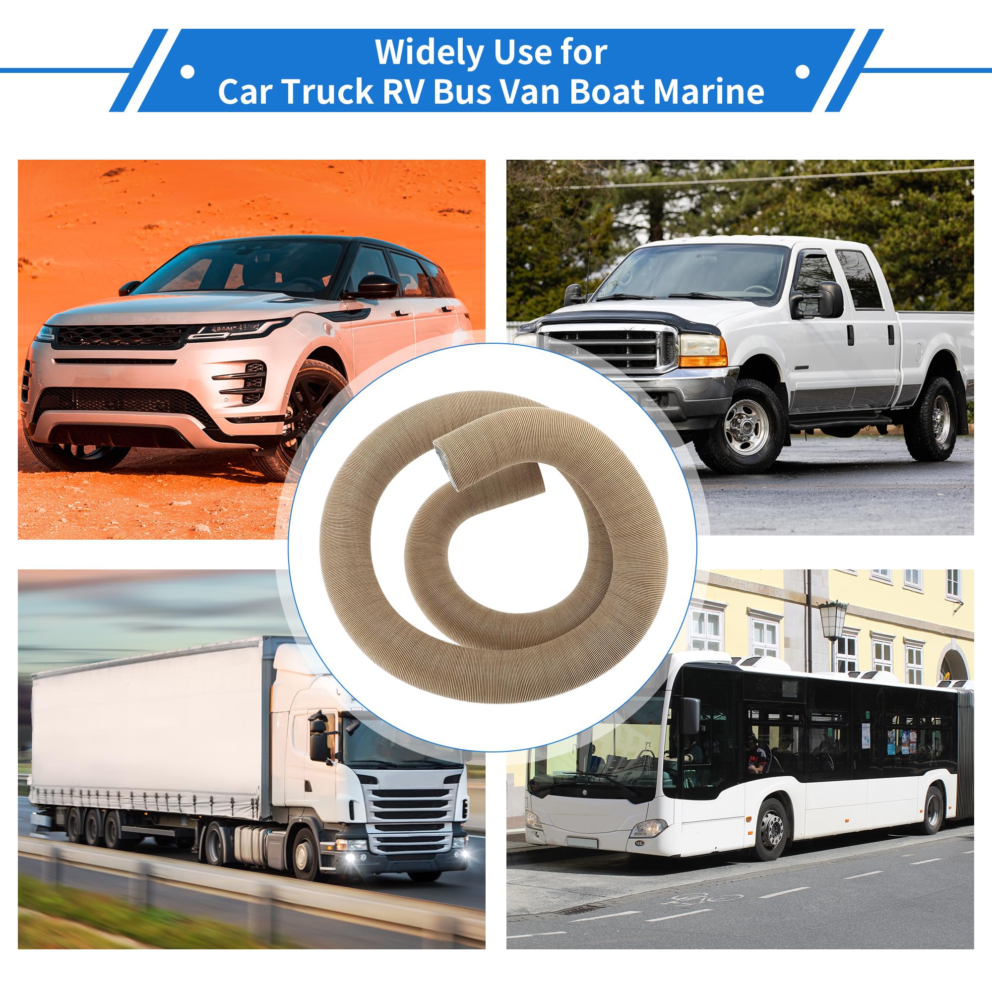 VekAuto Autoheizungsrohr 42mm Innendurchmesser - 200cm Aluminiumfolie Schlauch Für LKW, Bus & Wohnmobil