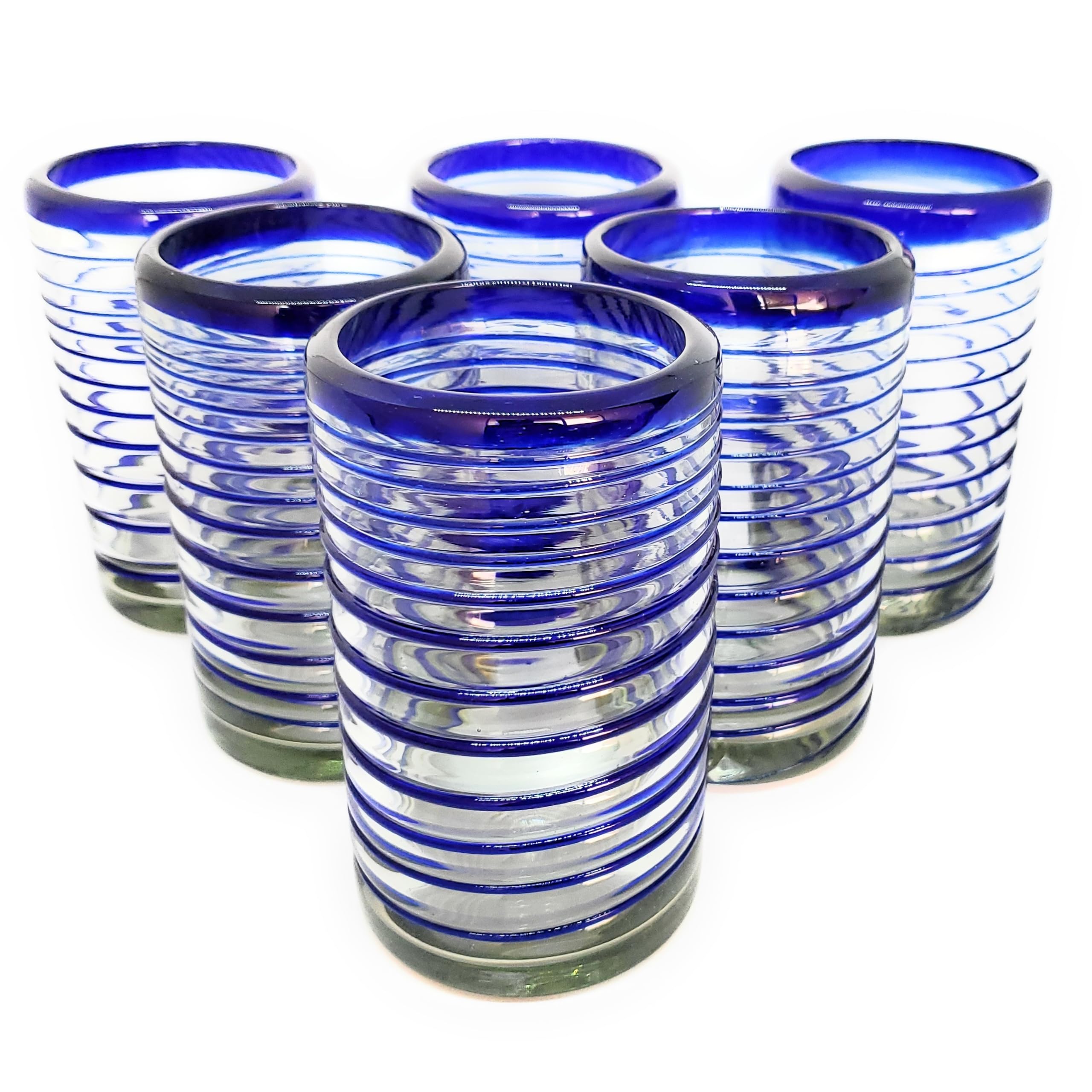 Blue Cobalt Glassware Cobalt Blue Rim Martini Glasses - Set Of 6 ...