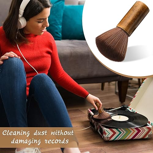Vista 38 de 3 piezas de cepillo de limpieza de discos de vinilo de madera, antiestático, kit de limpiador de vinilo, accesorios de jugador, regalo para amantes