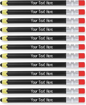 Personalized Pens with Your Custom Text Bulk Packs for Businesses,Parties,Schools,and Events, 2 in 1 Ballpoint Pen & Capacitive Stylus for Touchscreen Devices, Black 96 Pack