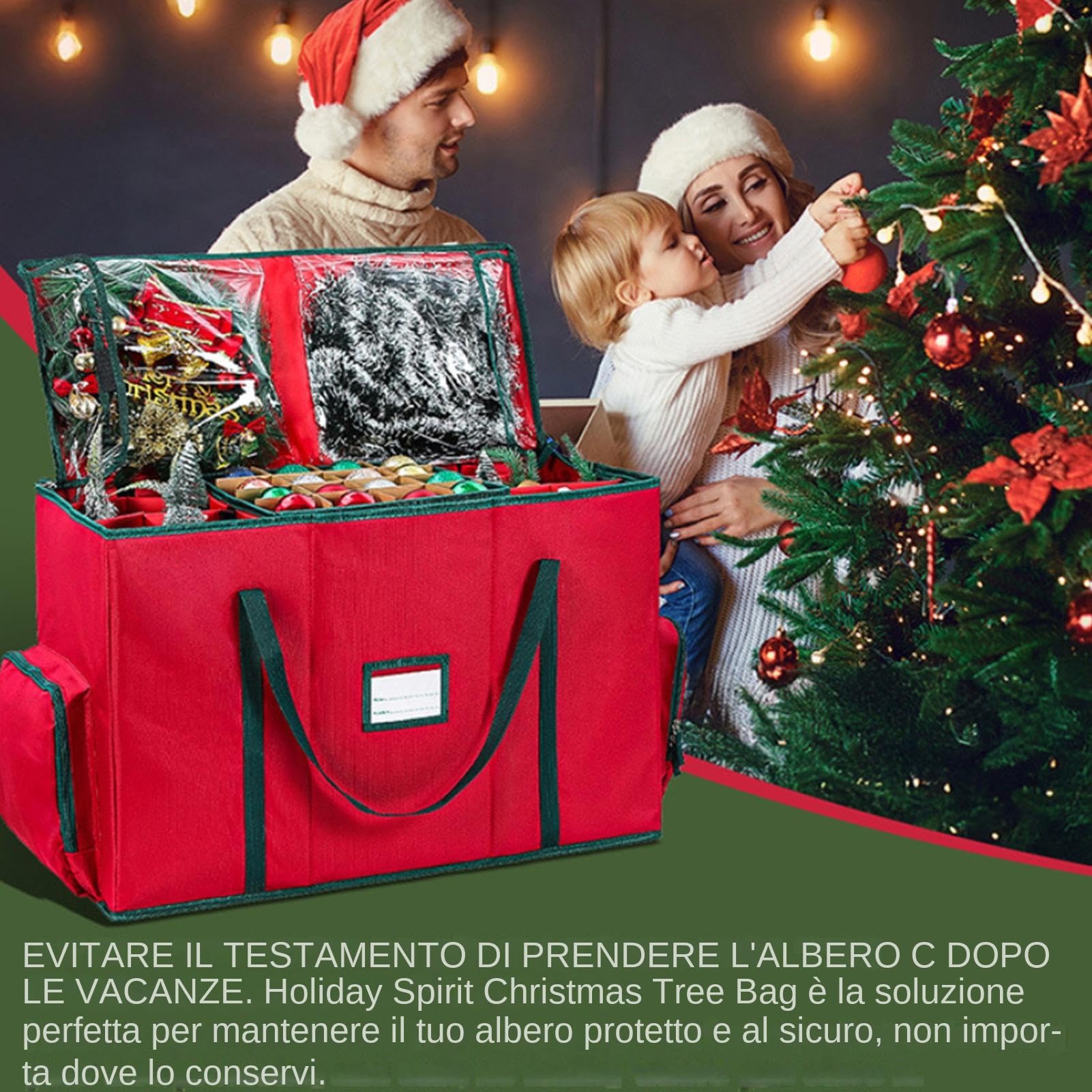 Generico Almacenamiento de Navidad - de Almacenamiento de Pierna | Grandes Bolsas para Decoración de Vacaciones - Bolsas para organizadores para Bolas Colgantes Figuritas Farol Apartamento