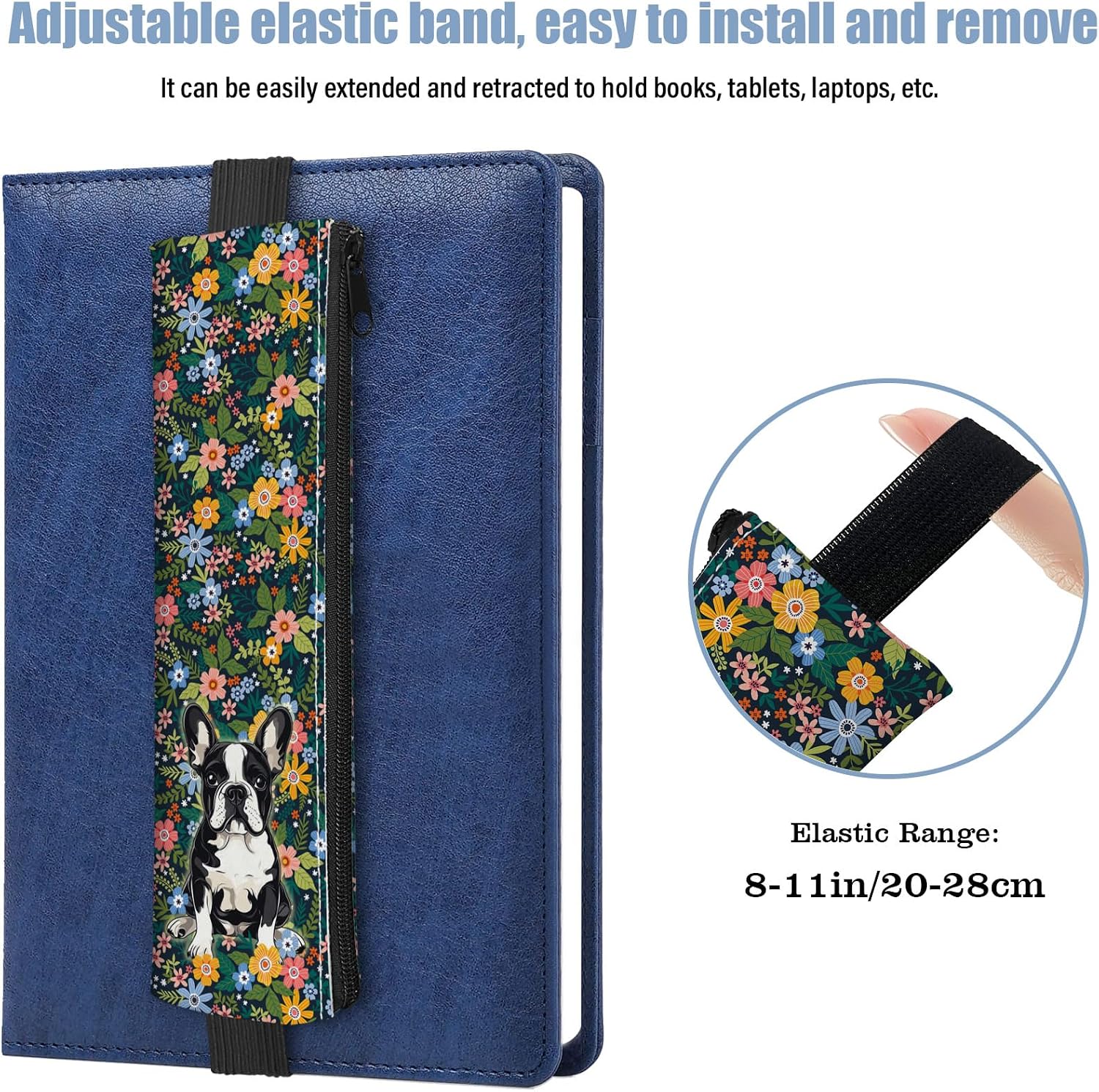 4 Pack Elastic Pen Holder for Notebook, Prints Pen Pouch with Elastic Band and Zipper, Leather Pen Holder for Planners, Journals, Book (Cat Dog) image 2