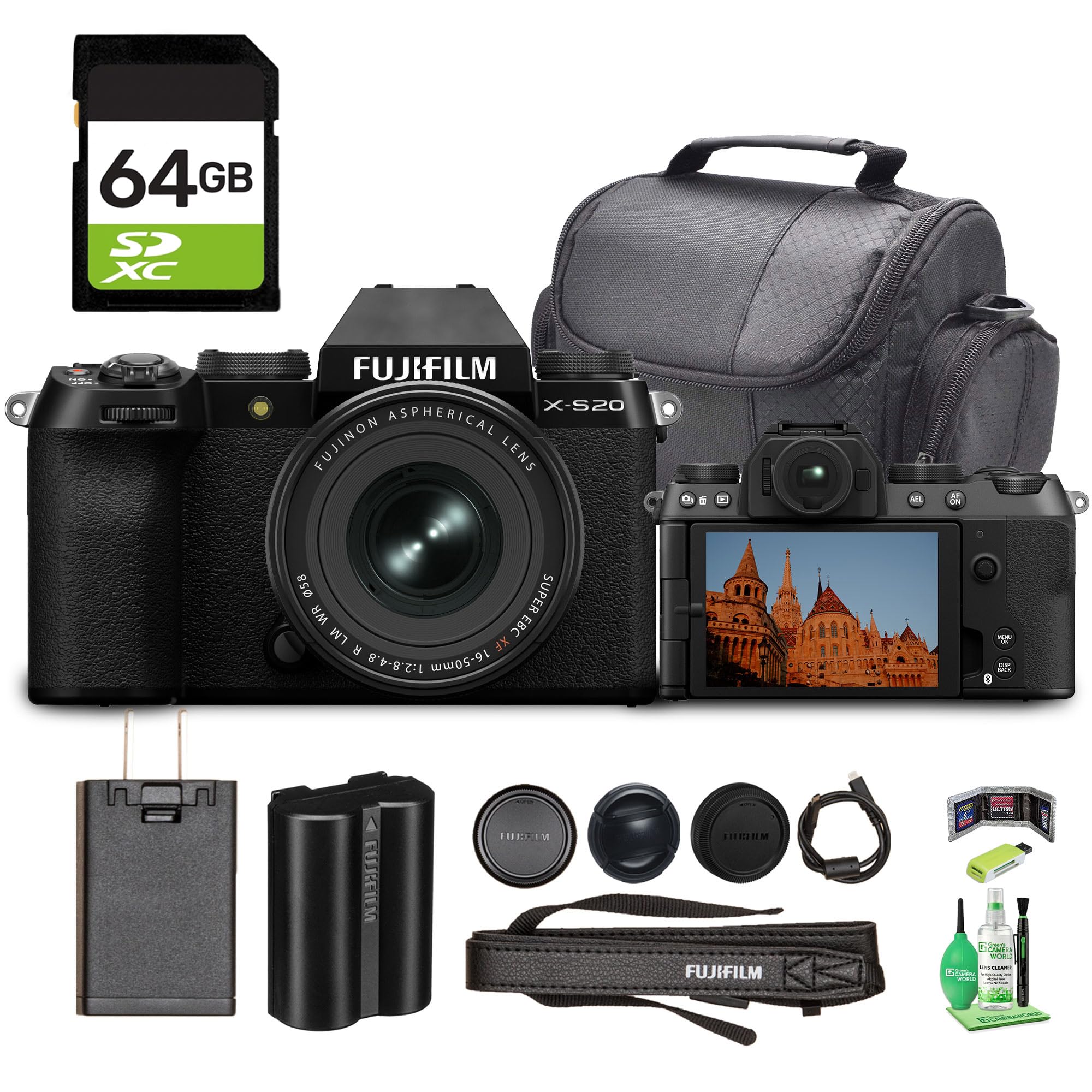 FUJIFILM X-S20 Camera with 16-50mm f/2.8-4.8 Lens (Black) & Photo Bundle
