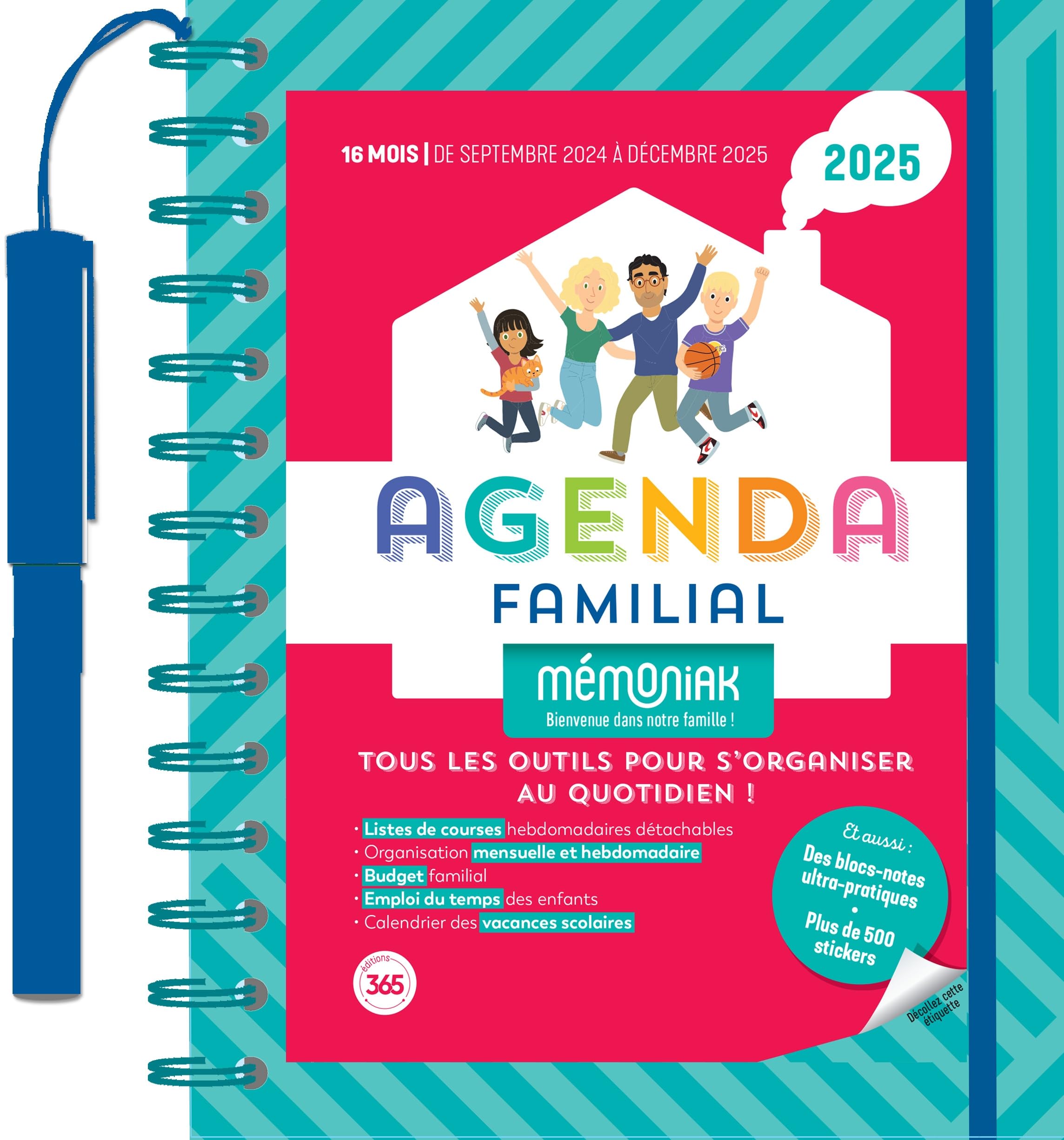 Nesk - Organiseur Familial Mémoniak 2025, Calendrier Organisation Familial Mensuel (sept. 2024