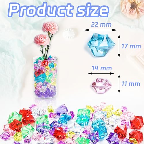 Miniatura 2 de Joyas de plástico con gemas de cristal morado, 400 piezas de cristales falsos de acrílico para centros de mesa, diamantes falsos cubos de hielo de