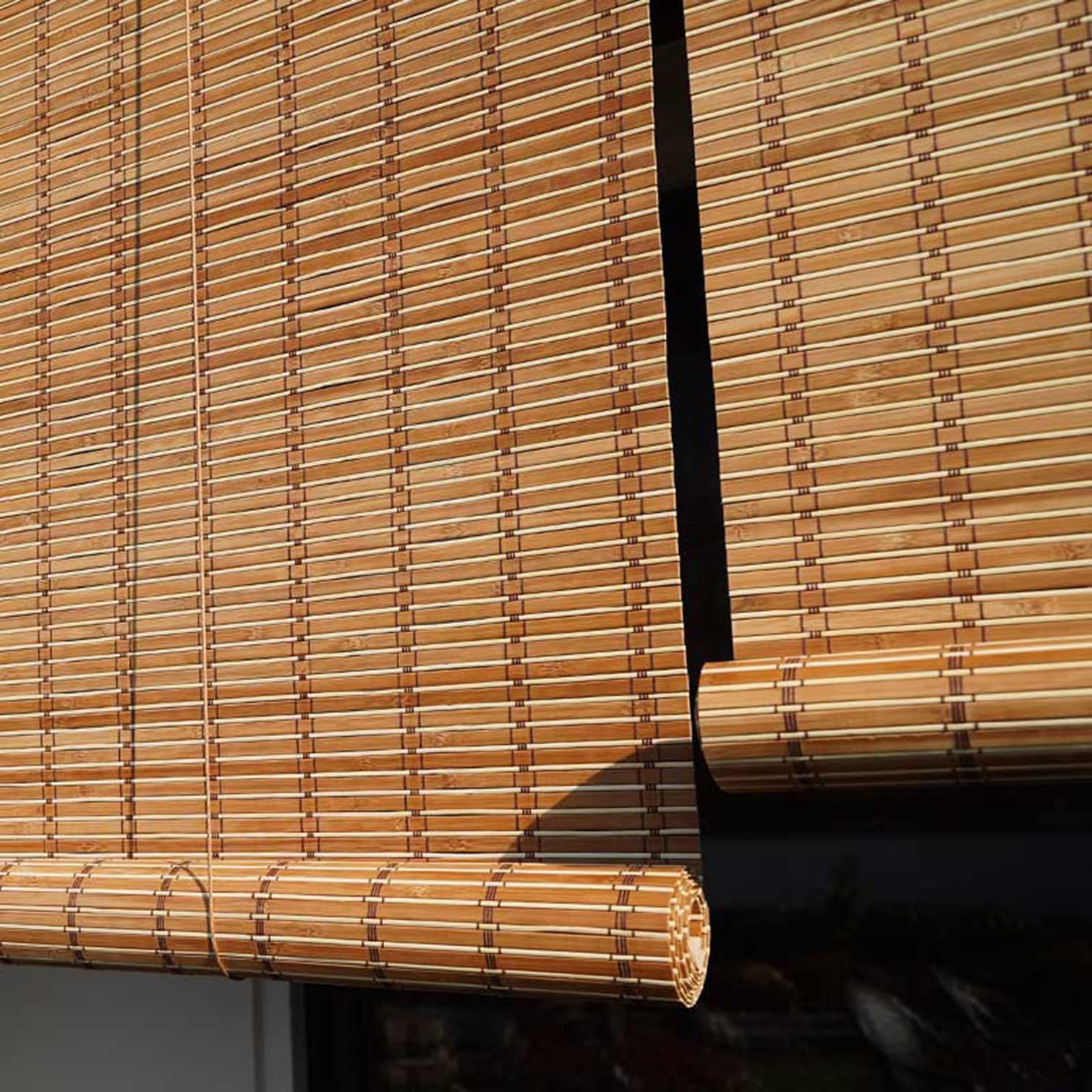 Sh000ad Zonwering Bamboe Rolgordijn,Natuurlijk Houten Gordijn Privacy Scherm Bamboe Jaloezieën Buiten Binnen Raamdecoratie,95% Verduisterend,Aangepaste Maat,Breedte x Hoogte (100cm x 150cm,Blue