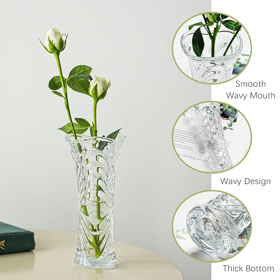 Amazon.co.jp: 花用透明ガラス花瓶 -6.5インチ クリスタル花瓶