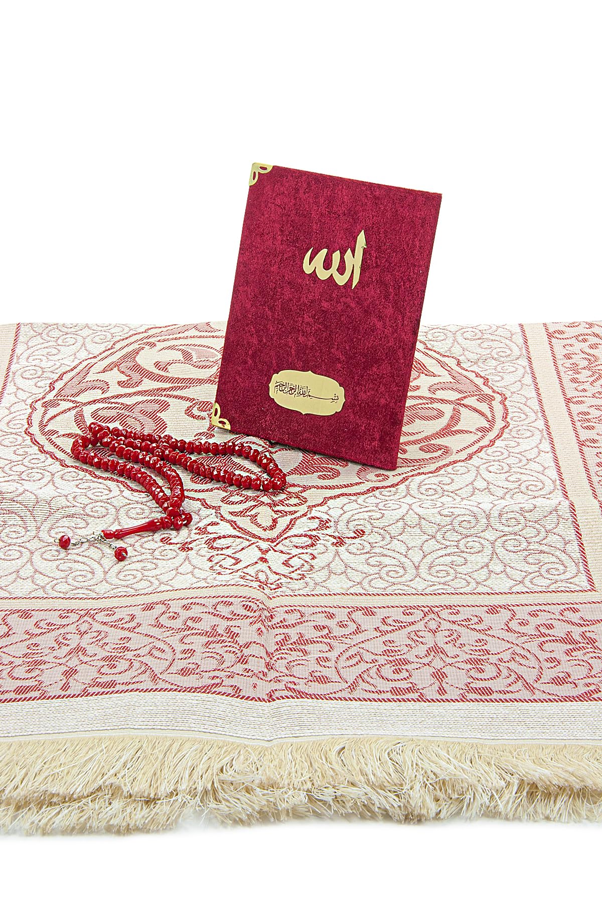 ihvan online Prayer Gift Set for Men & Women, Muslim Taffeta Prayer Rug, Salah Mat, Beads Rosary - Image 4