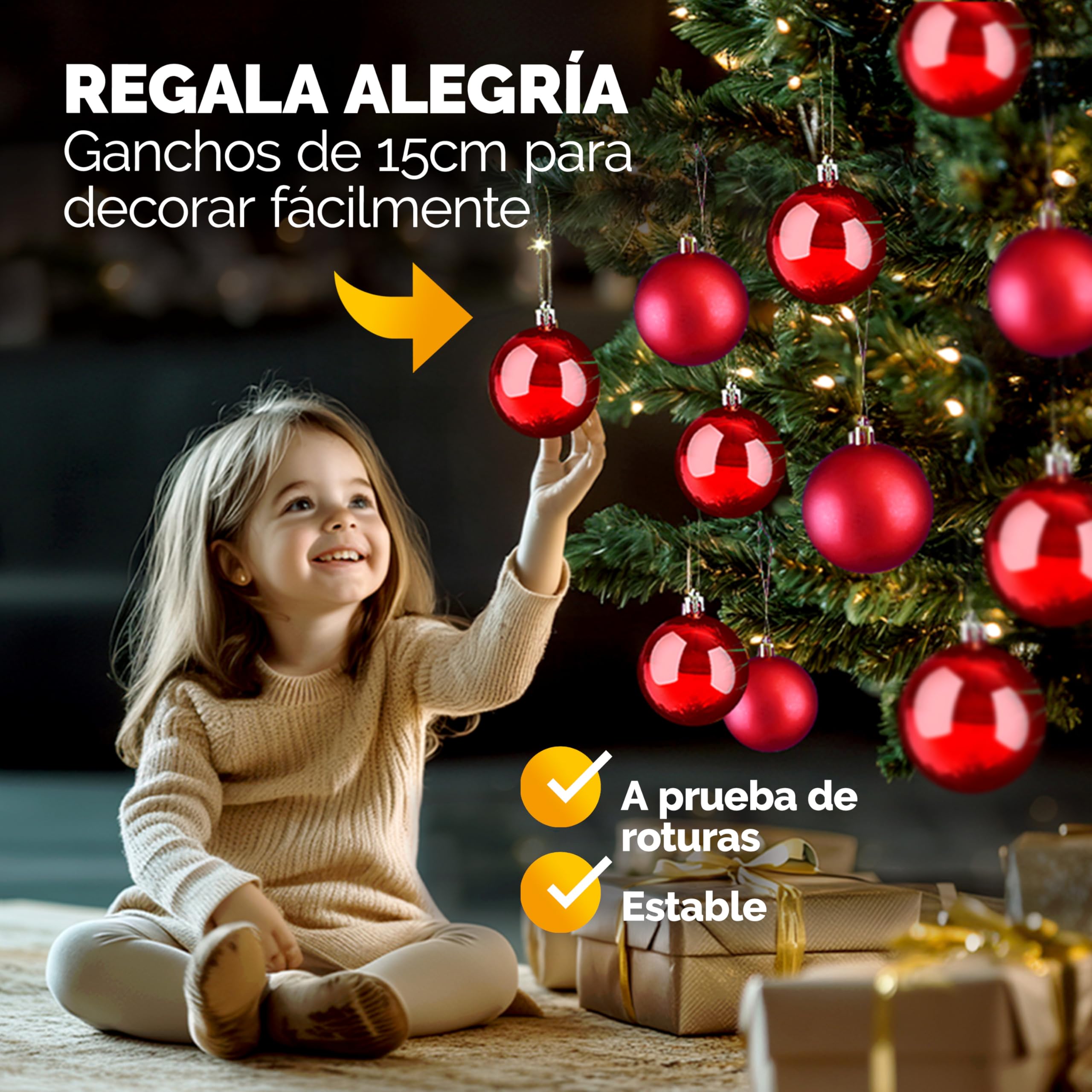 Deuba® Bolas Árbol de Navidad Set Completo 54 Pzs. Adornos Decoración Brillante Mate Colgante Rojo