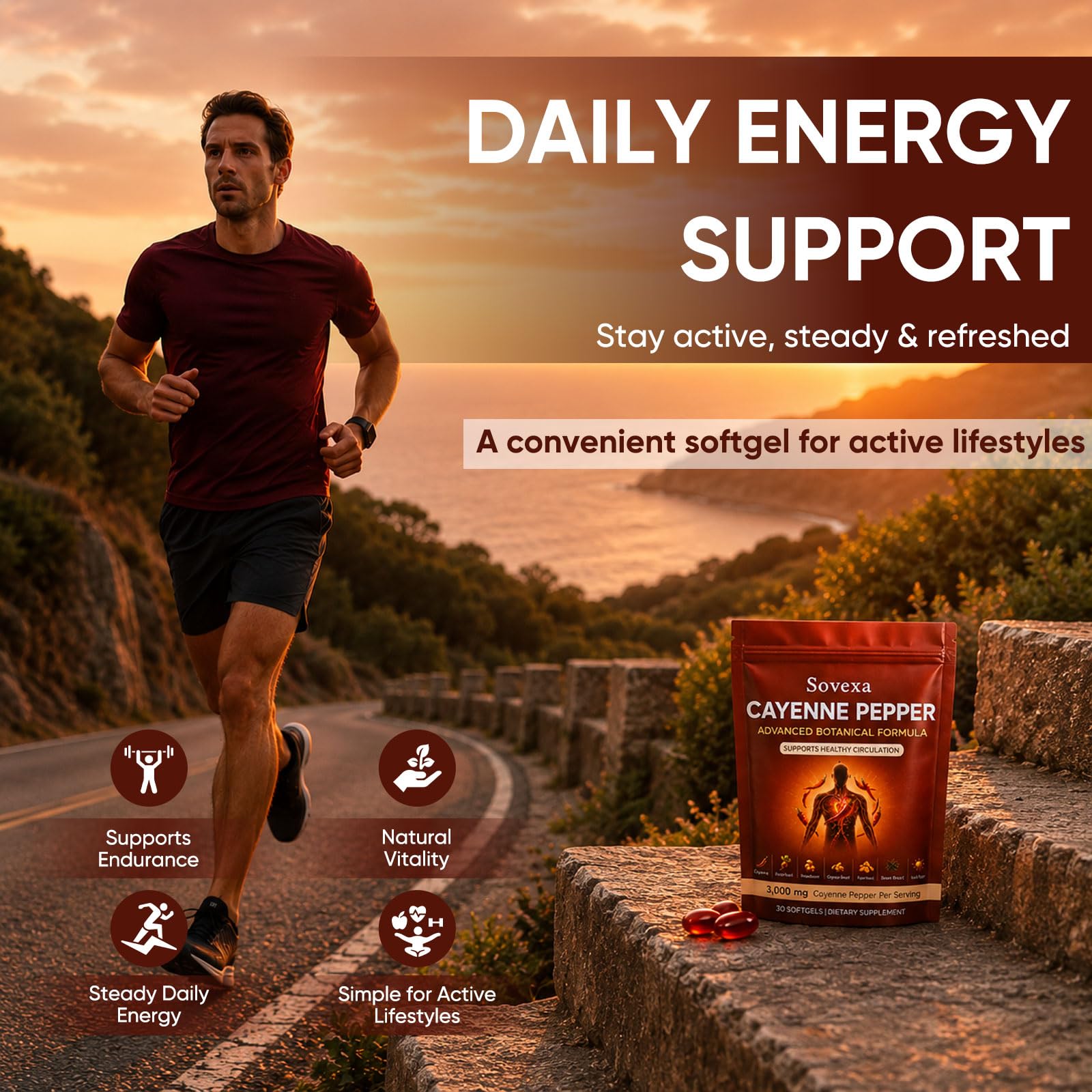 Cayenne Pepper Softgels, Natural Cayenne Pepper Extract Softgels, for Energy & Cardiovascular Wellness, with Grape Seed Oil, Beetroot, and Vitamin D3 & K2, Non-GMO, 300 Softgels — Amazon image 5