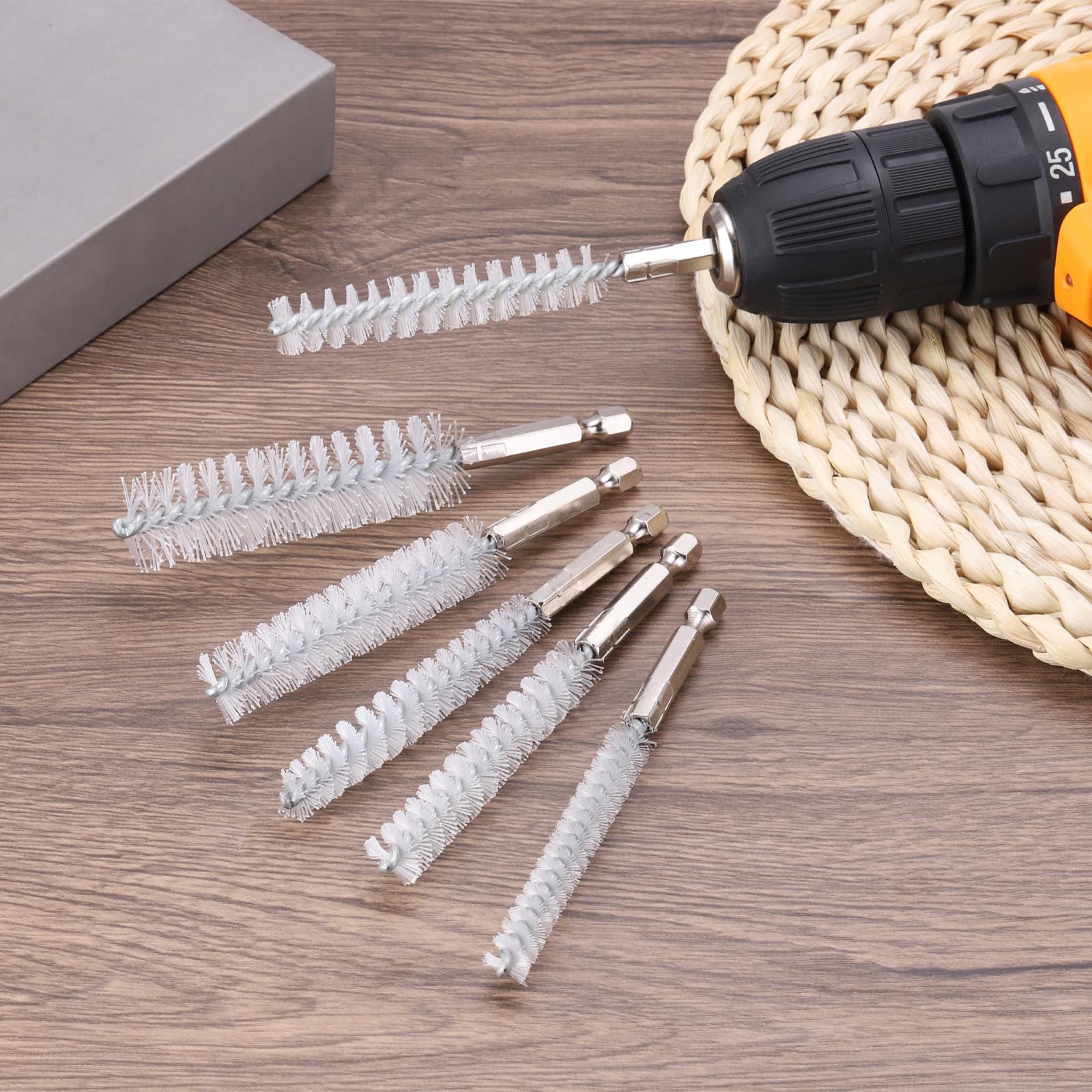 PATIKIL 12mm Dia Bore Brush, 6Pcs Nylon Twisted Wire Cleaning Brush Pipe Cleaner with 1/4 Inch Hex Shank for Tubes Ports - Image 4