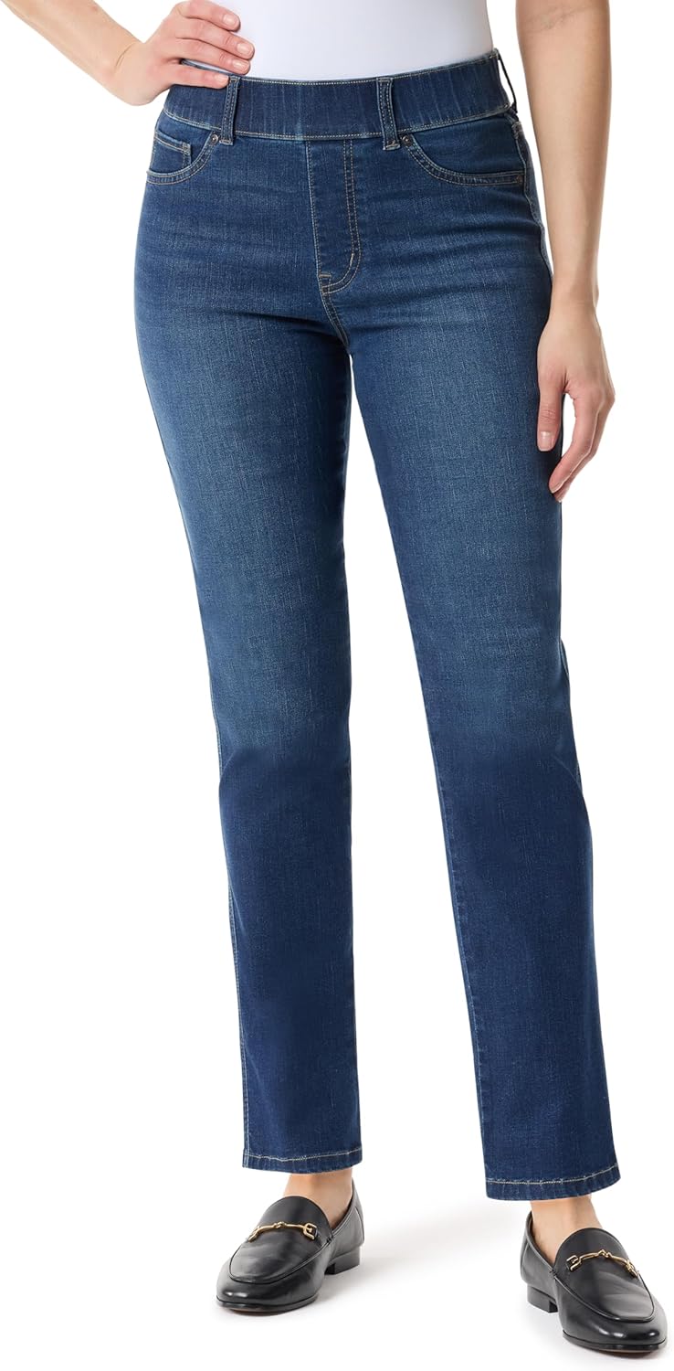 Gloria Vanderbilt Womens Shape Effect Pull on High Rise Straight Leg Jean Standard