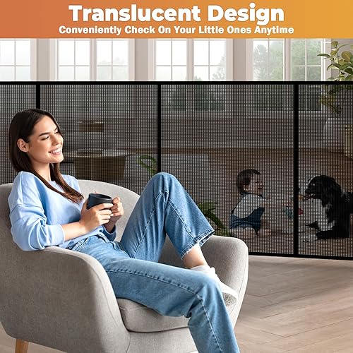 Miniatura 5 de Puertas retráctiles para bebés de 236 pulgadas para perros, extra anchas, puerta de seguridad para mascotas de 42 pulgadas de alto con tiras