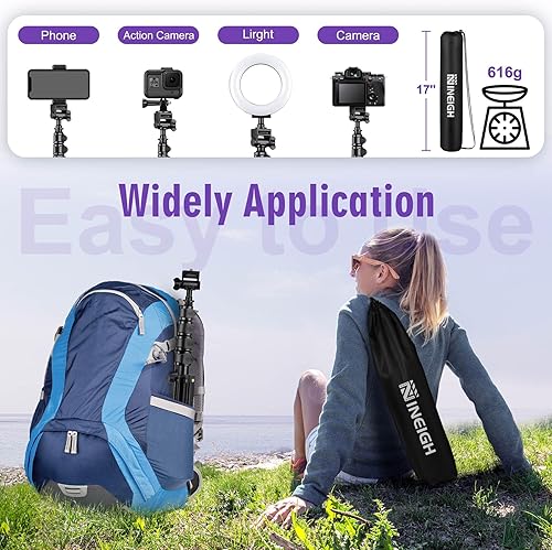 Miniatura 4 de Trípode de teléfono de 80 pulgadas, trípode para teléfono celular, trípode de aluminio para video, fotos, vlog, trípodes de viaje con soporte remoto