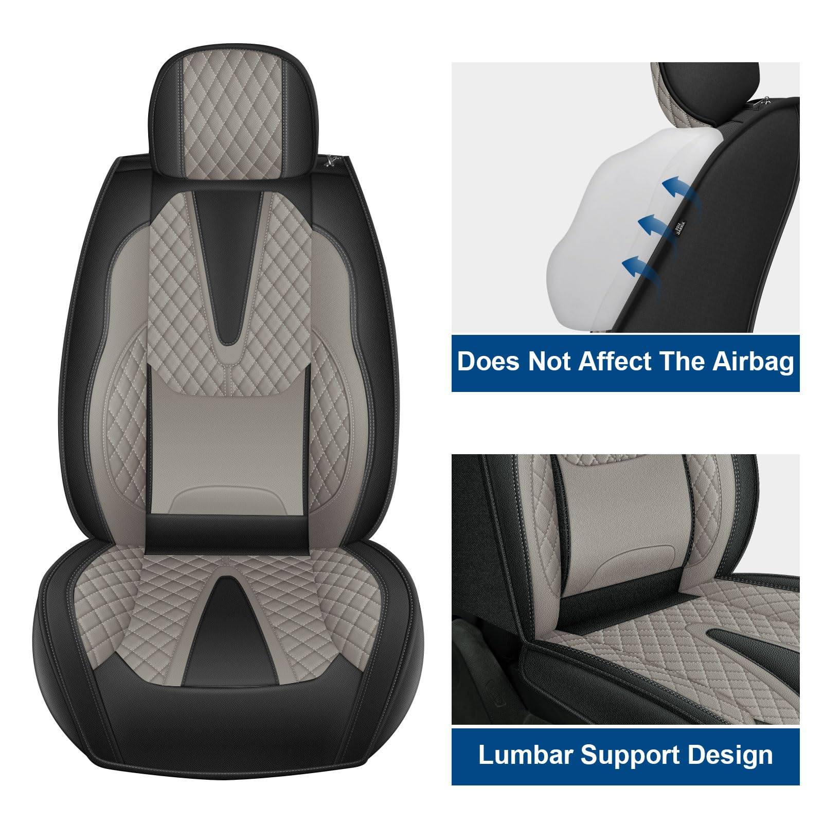 Car Seat Covers for Chevrolet Chevy Silverado 2007-2025 2026 Full Set Leather Ergonomic Seat Cover with Elevated Backrest — view 3