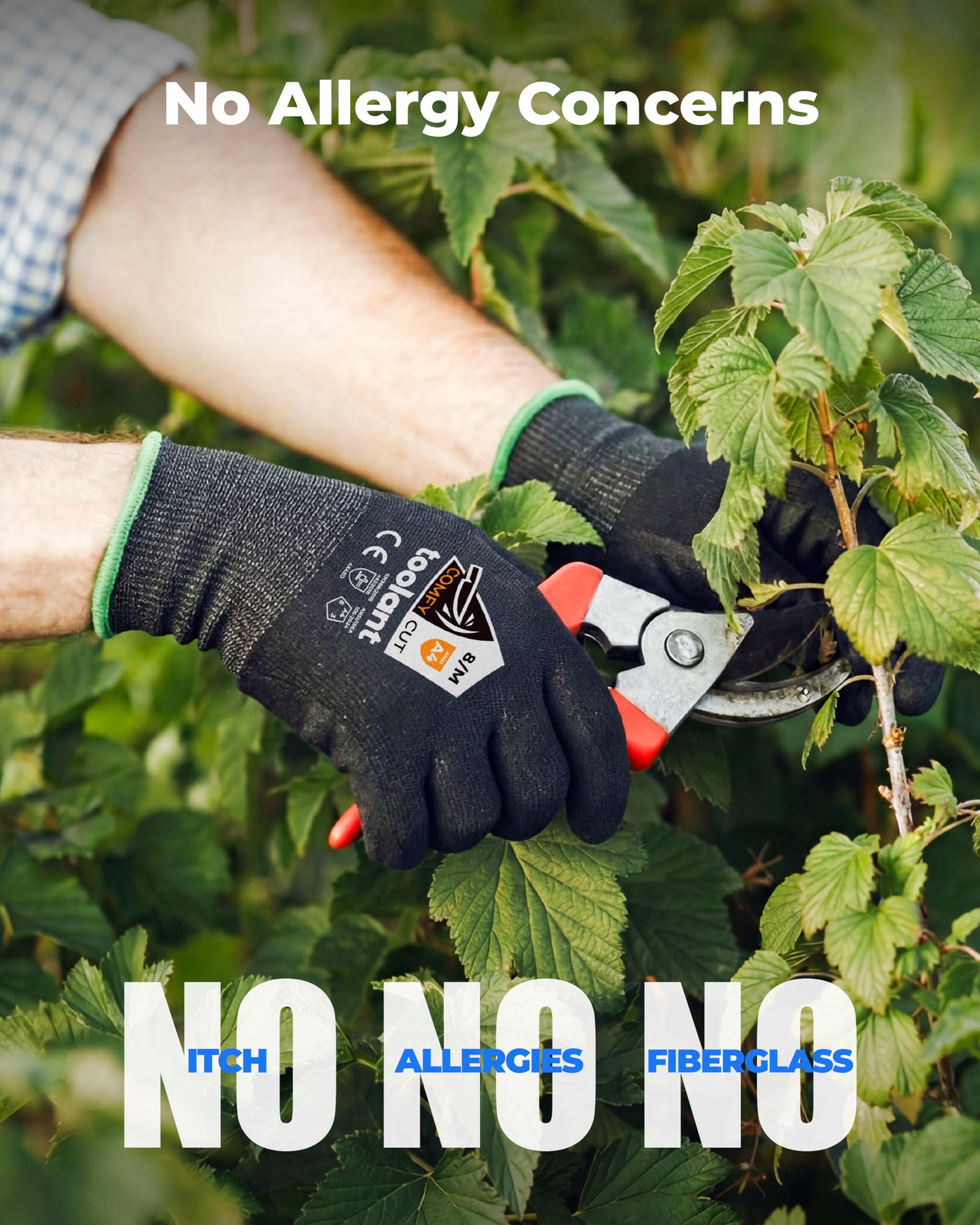 toolant Lot de 3 paires de gants de travail A4 résistants aux coupures avec poignée, gants de sécurité ultra fins pour la pêche, la sculpture sur bois, le jardinage, taille M