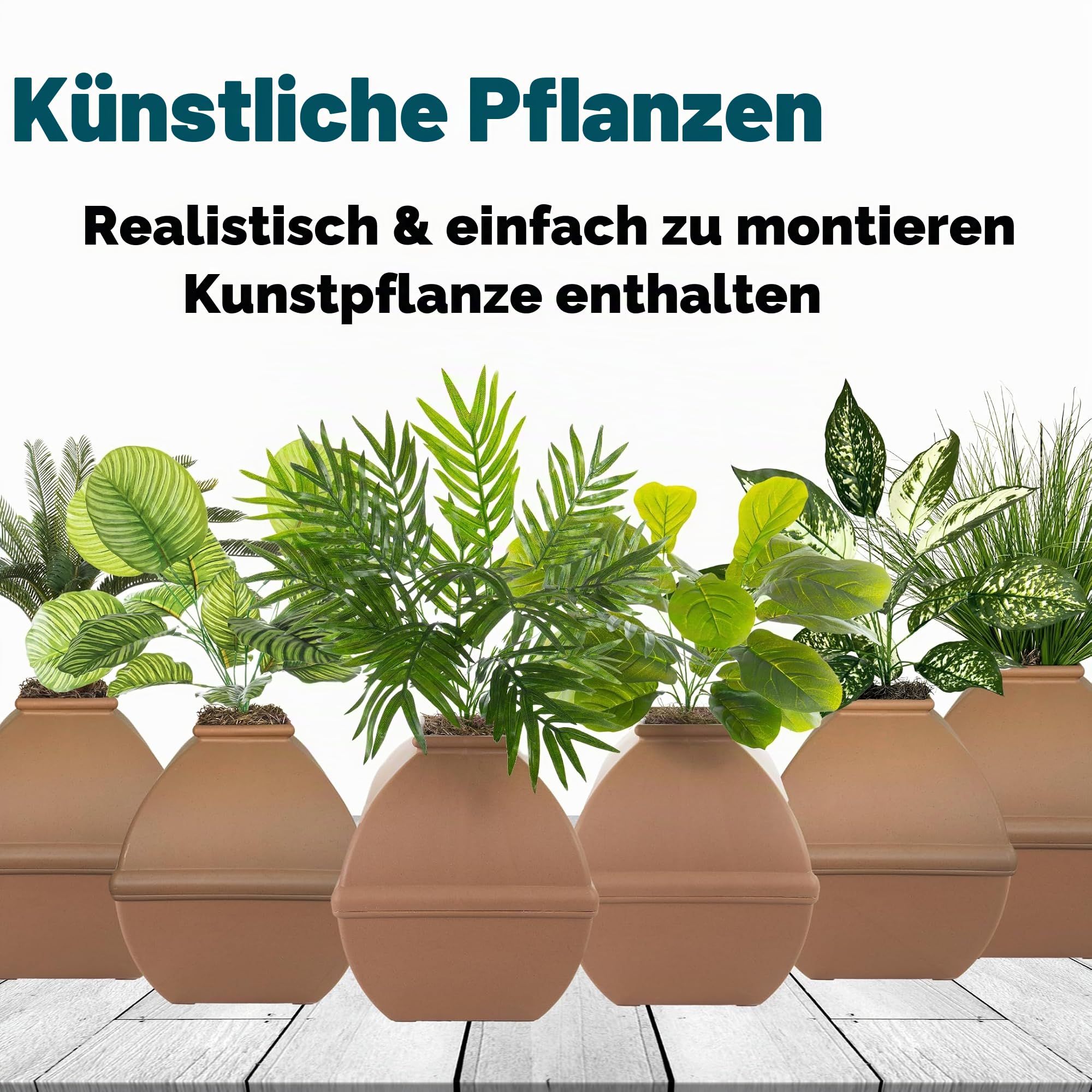 Good Pet Stuff, The Courtyard Versteckte Katzentoilette, künstliche Pflanzen und geschlossene quadratische Katzenklo, belüftet und Geruchsfilter, leicht zu reinigen, Mokkabraun
