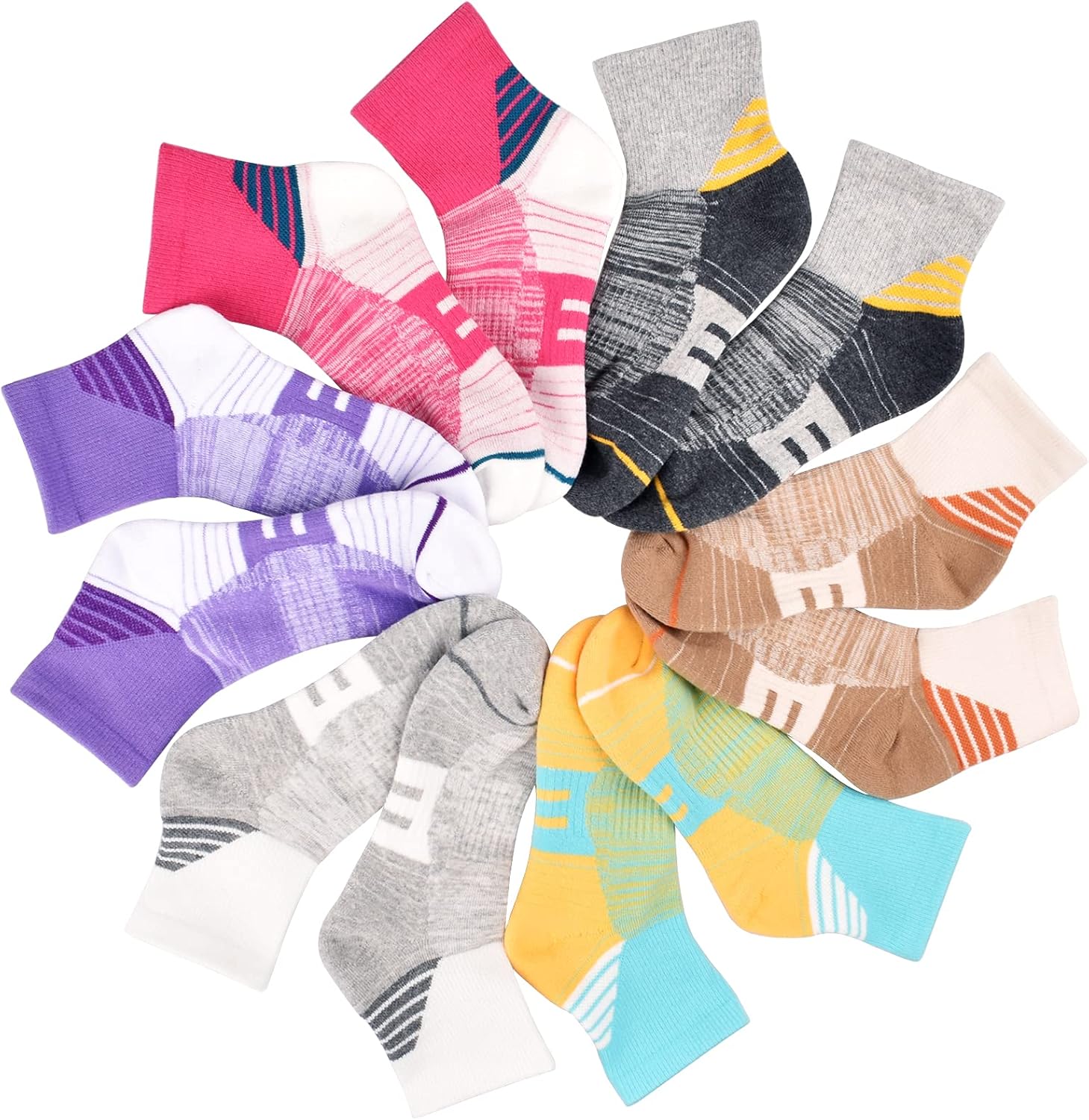 J.WMEET Women's Athletic Ankle Socks Quarter Cushioned Running Socks Hiking Performance Sport Cotton Socks 6 Pack