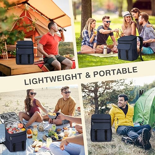 Miniatura 6 de Mochila enfriadora, mochila térmica suave aislada a prueba de fugas, 30 latas de viaje para picnic, campamento, playa, senderismo, barbacoa y