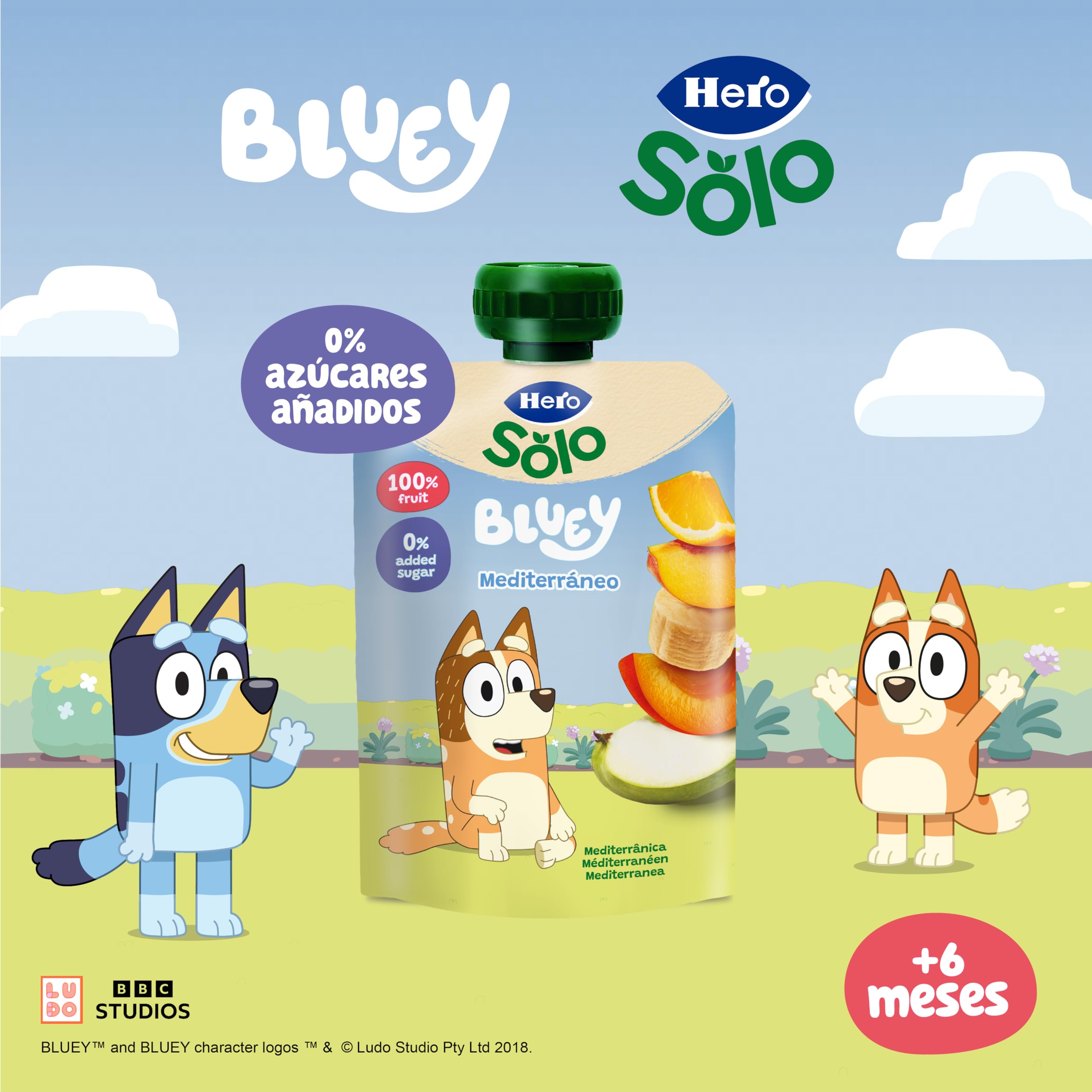 Hero Solo, Mi Fruta Bolsita de Fruta sabor Mediterráneo - Para Bebés a Partir de los 6 Meses - Pack de 18 x 100 g
