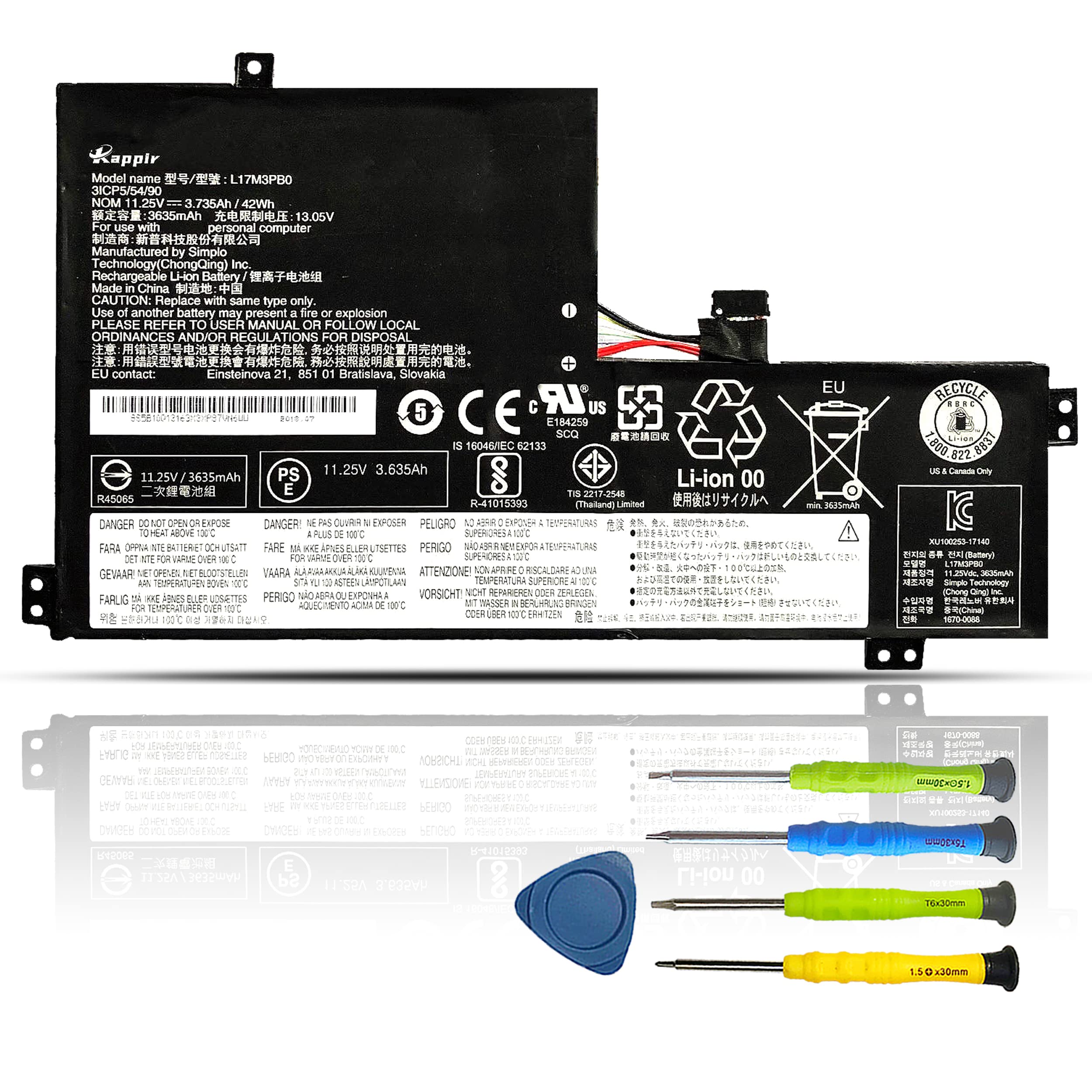 New Genuine Lenovo ChromeBook 100e 300e 500e 11.25V 42Wh Battery L17M3