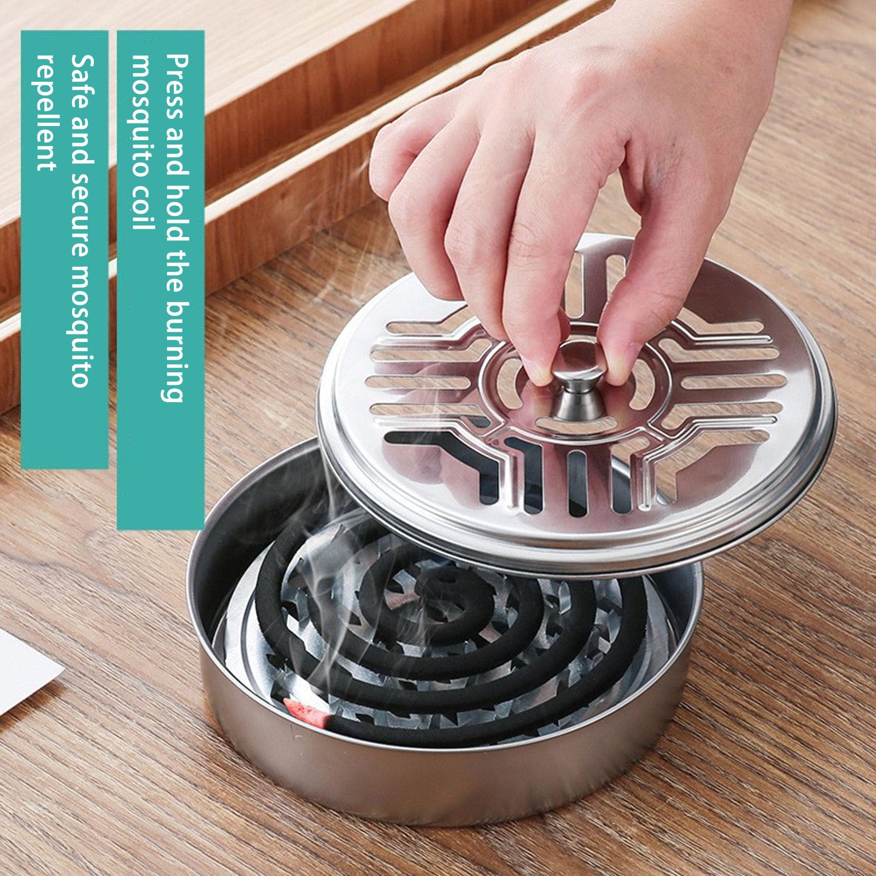 4pcs Porta Spirali Antizanzare Bruciatore di incenso,incenso Porta Bobine per zanzare,Bobina di Zanzara,Scatola Della Bobina Della Zanzara,Incenso Tondo con Coperchio e Maniglia,Porta Zampirone Metall