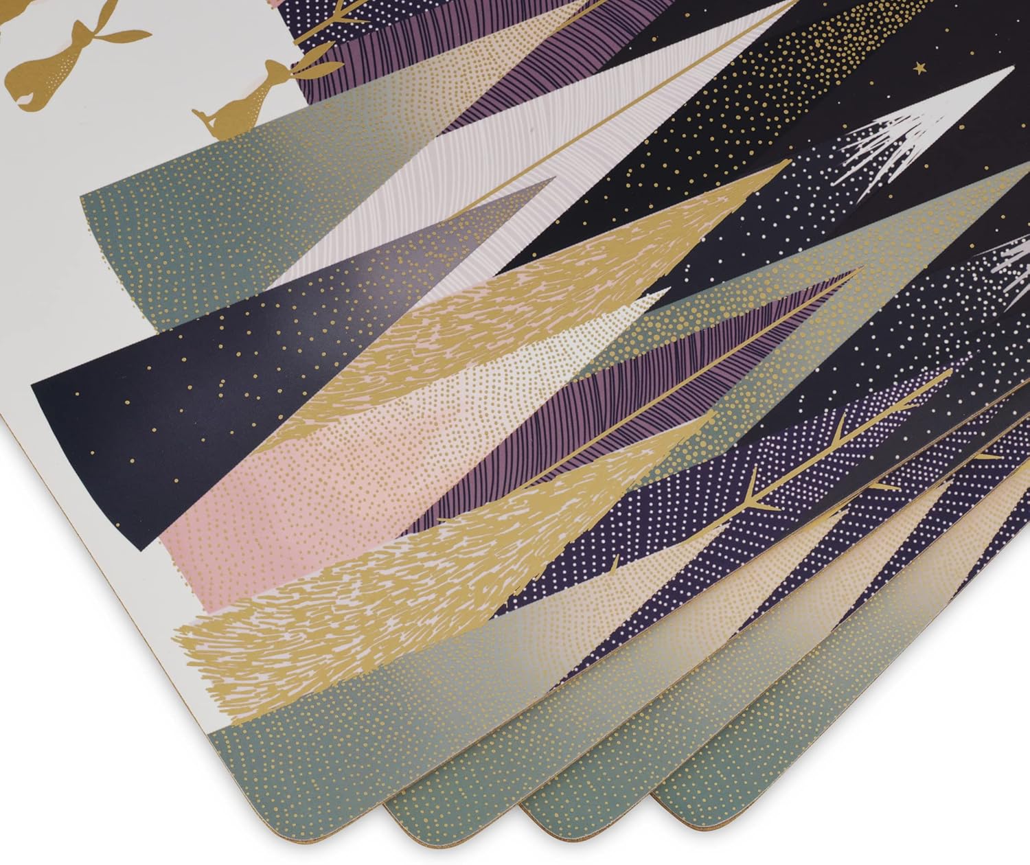 Pimpernel Sara Miller Frosted Pines Collection Placemats | Set of 4 | Heat Resistant Mats | Cork-Backed Board | Hard Placemat Set for Dining Table | Measures 15.7” x 11.7”