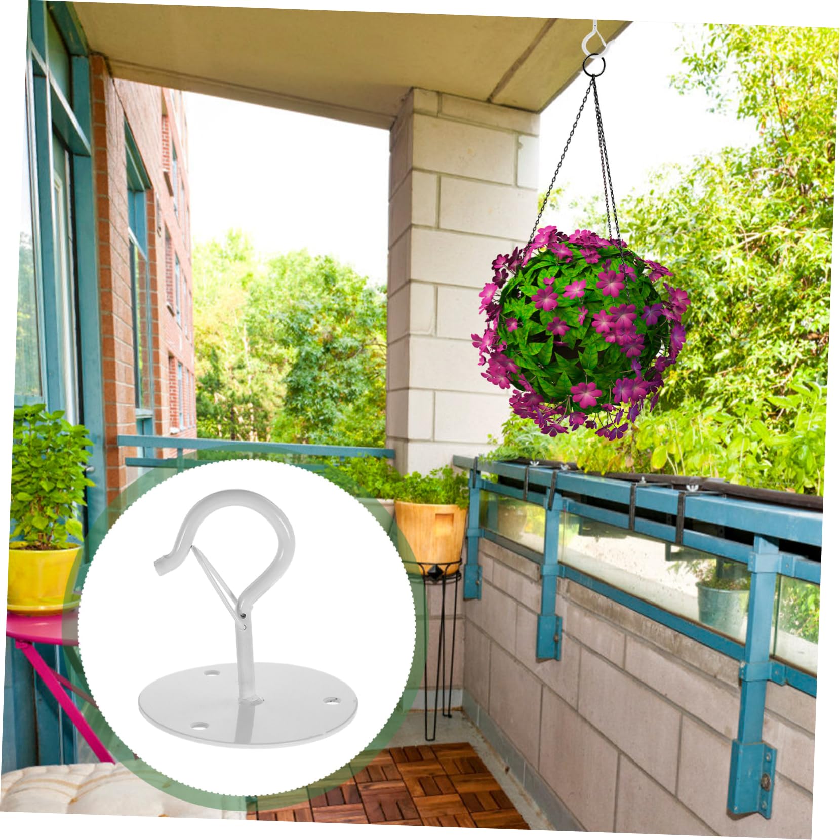 Kisangel 5 Ensembles Crochet Pour Plantes De Plafond Cintres Pour Plantes En Plein Air Crochets De Plafond Pour Suspensions Crochets De Jardinière Blanche Acier Carbone 2 Pièces * 5