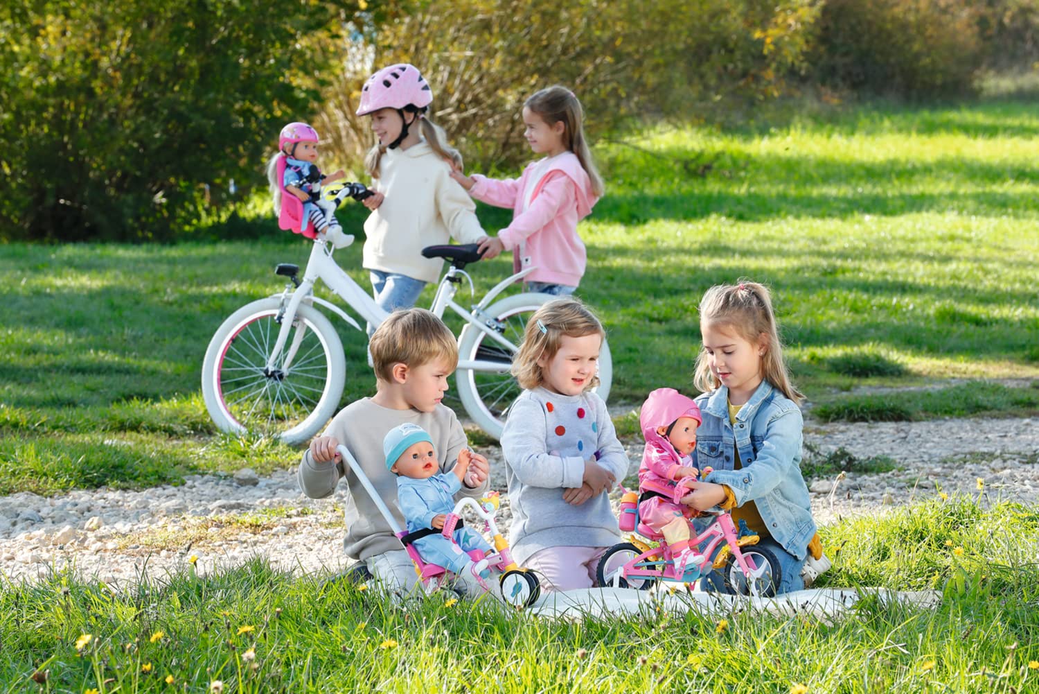 BABY born Dreirad mit Lenkstange, Trike mit funktionsfähigen Rädern, für 36 cm und 43 cm Puppen, 834299 Zapf Creation
