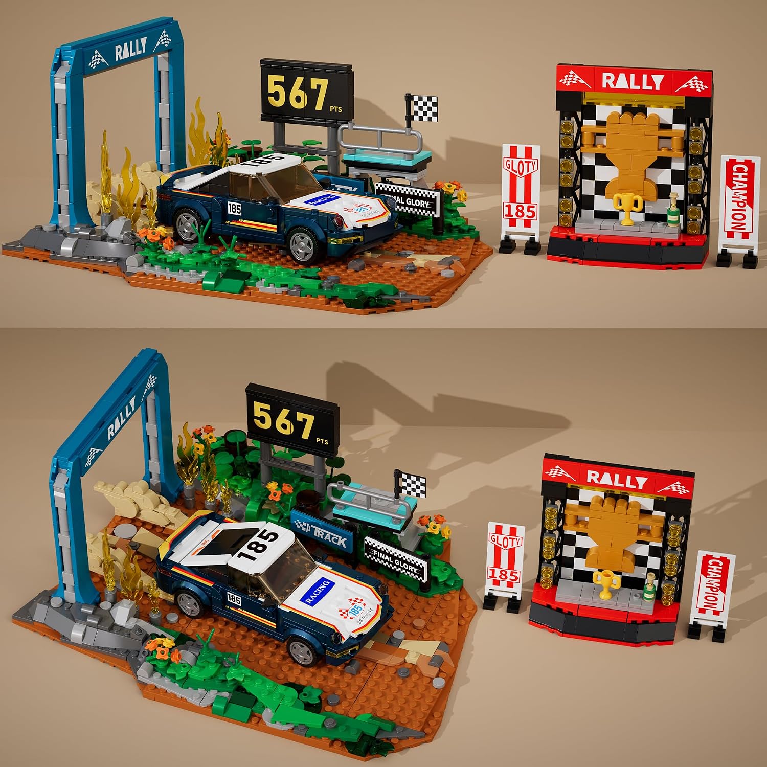 Car Building Set, Off-Road Racing Car Buildings Blocks Sets for Adults Kids 8+, Miniature Vehicle Model w/ Forest Scene Modular Cars Building Kit Toys Gift for Birthday Holidays,Final Glory 1081Pcs