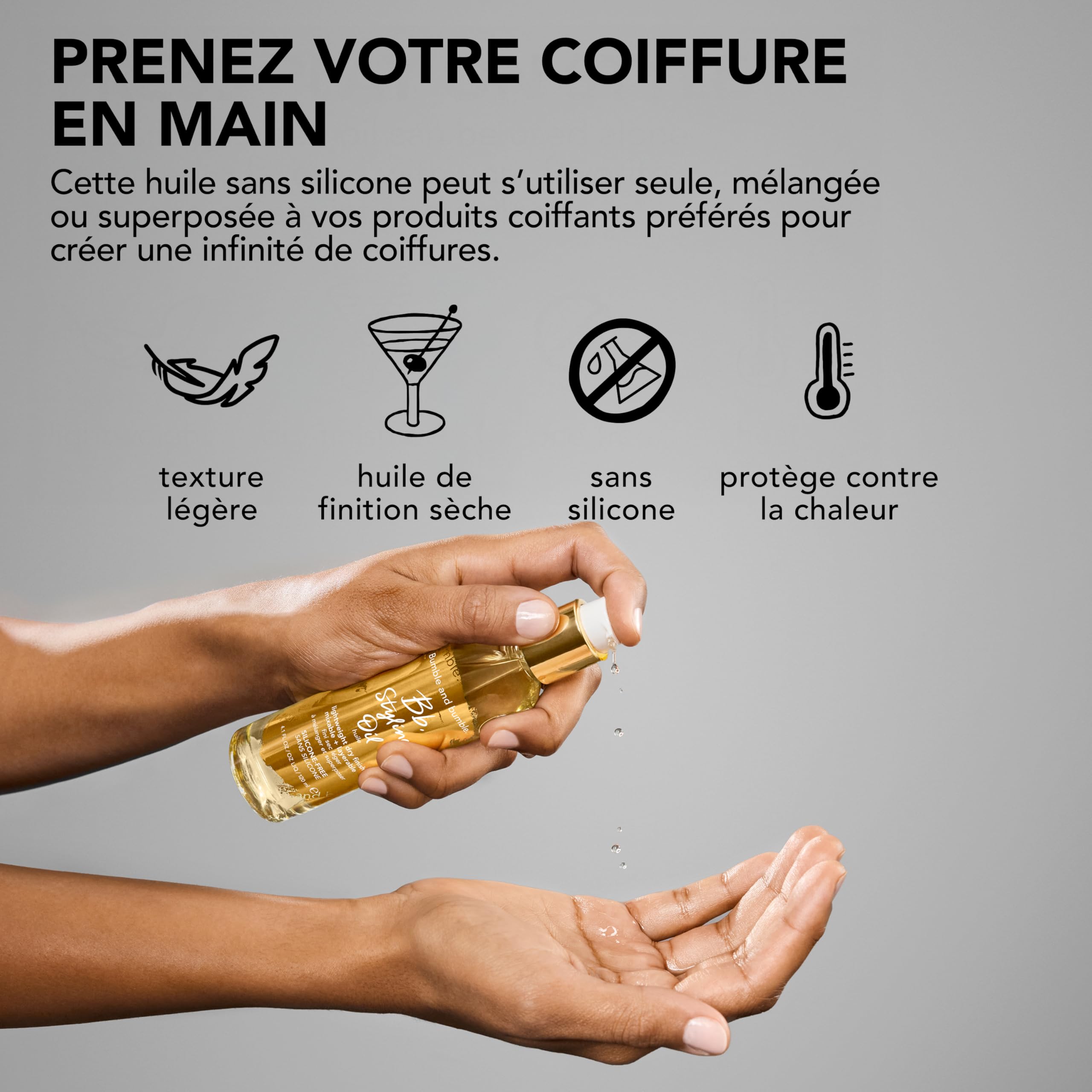 Bumble and bumble. Styling Oil Huile cheveux prévient la formation des pointes fourchues + anti-frisottis