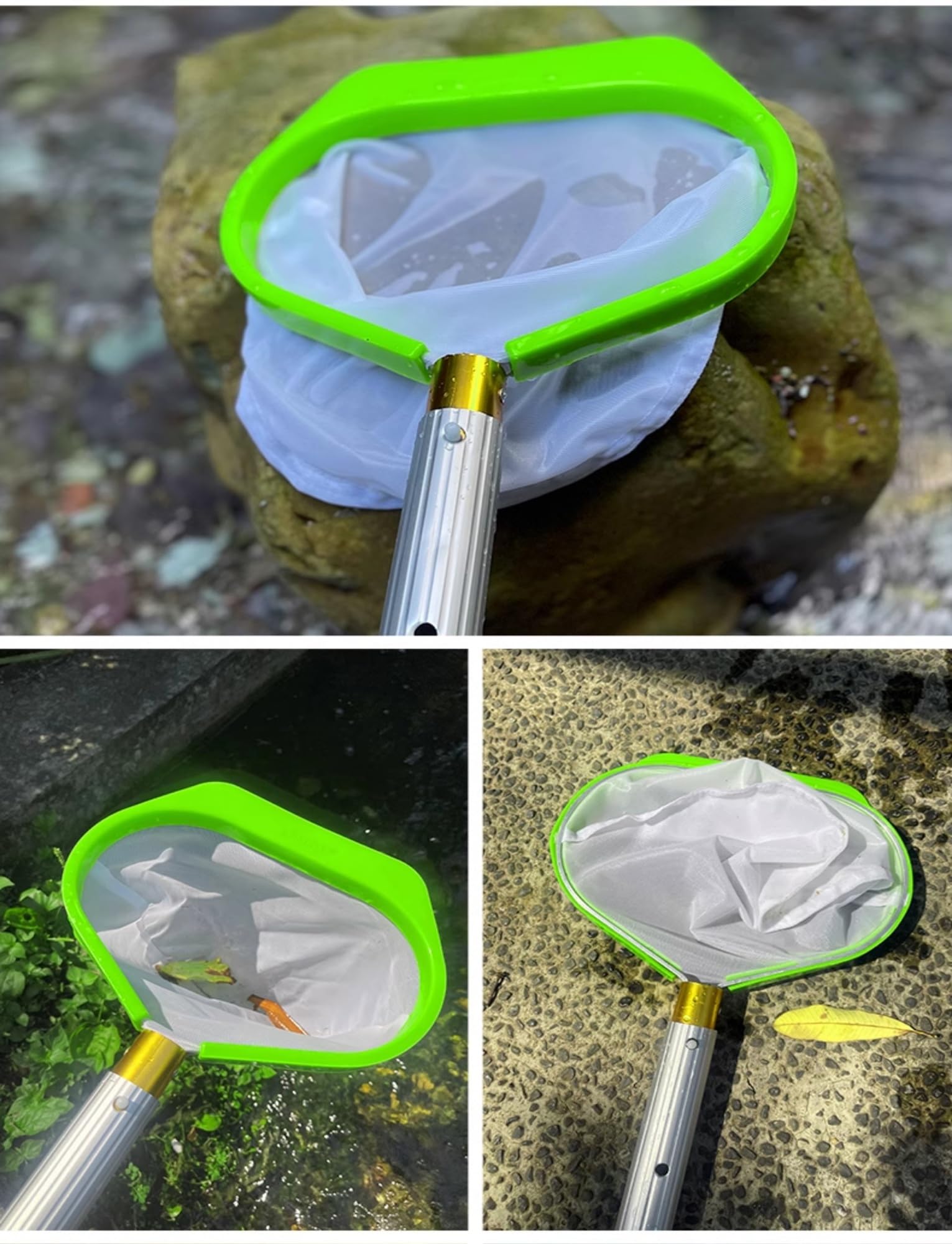 Épuisette à Mailles avec Manche Extensible en Aluminium - Outil Efficace pour éliminer Les débris dans Les piscines enterrées/Hors Sol, pour Le Nettoyage des piscines (300 cm/118 po)