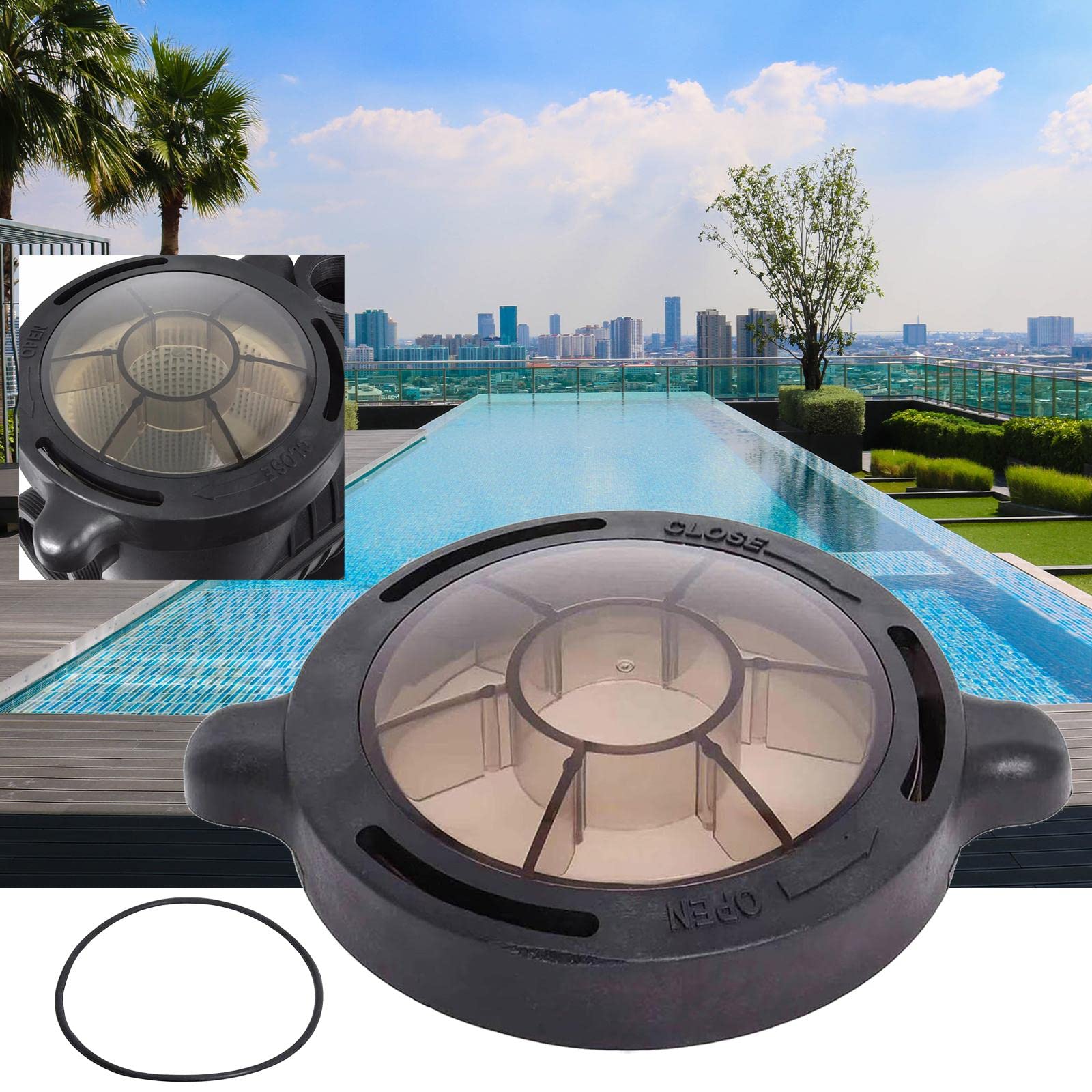 Couvercle Universel pour Pompe de Piscine, Filtre et Crépine, Accessoire de Rechange avec Joint, Conception Adaptée, avec Boucle