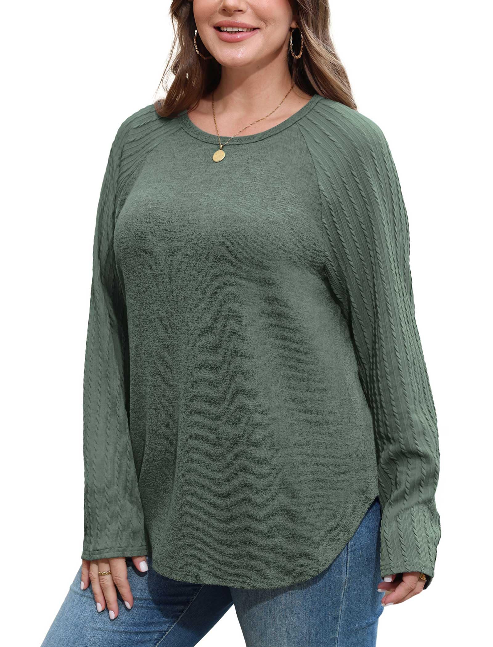 SAMPEEL Sweatshirt for Women Long Sleeve Shirts Crewneck Sweaters Fall Fashion Outfits 2025 Trendy Tunic Tops Plus Size