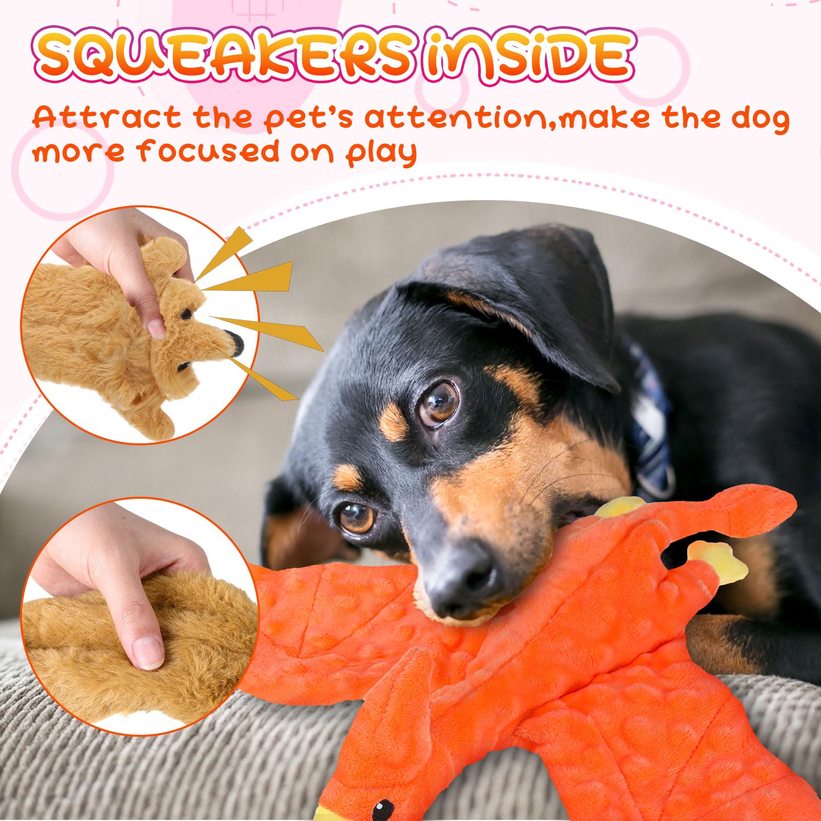 Outus 20 juguetes chirriantes para perros a granel sin relleno para masticadores agresivos, juguetes arrugados para perros, juguetes chirriantes para dentición, juguetes de peluche para perros
