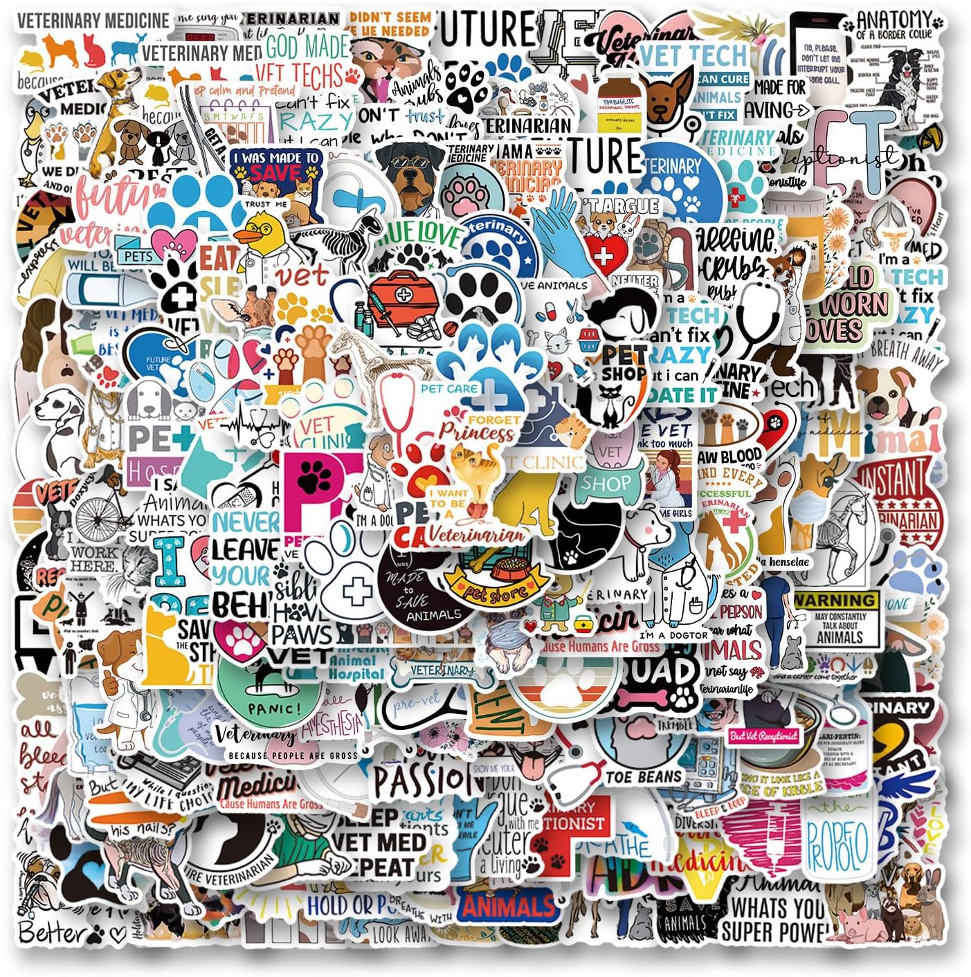 Veterinary Stickers 200Pcs for Decoration Water Bottle Bike Skateboard Luggage Toy Snowboard Helmet Motorcycle Gifts