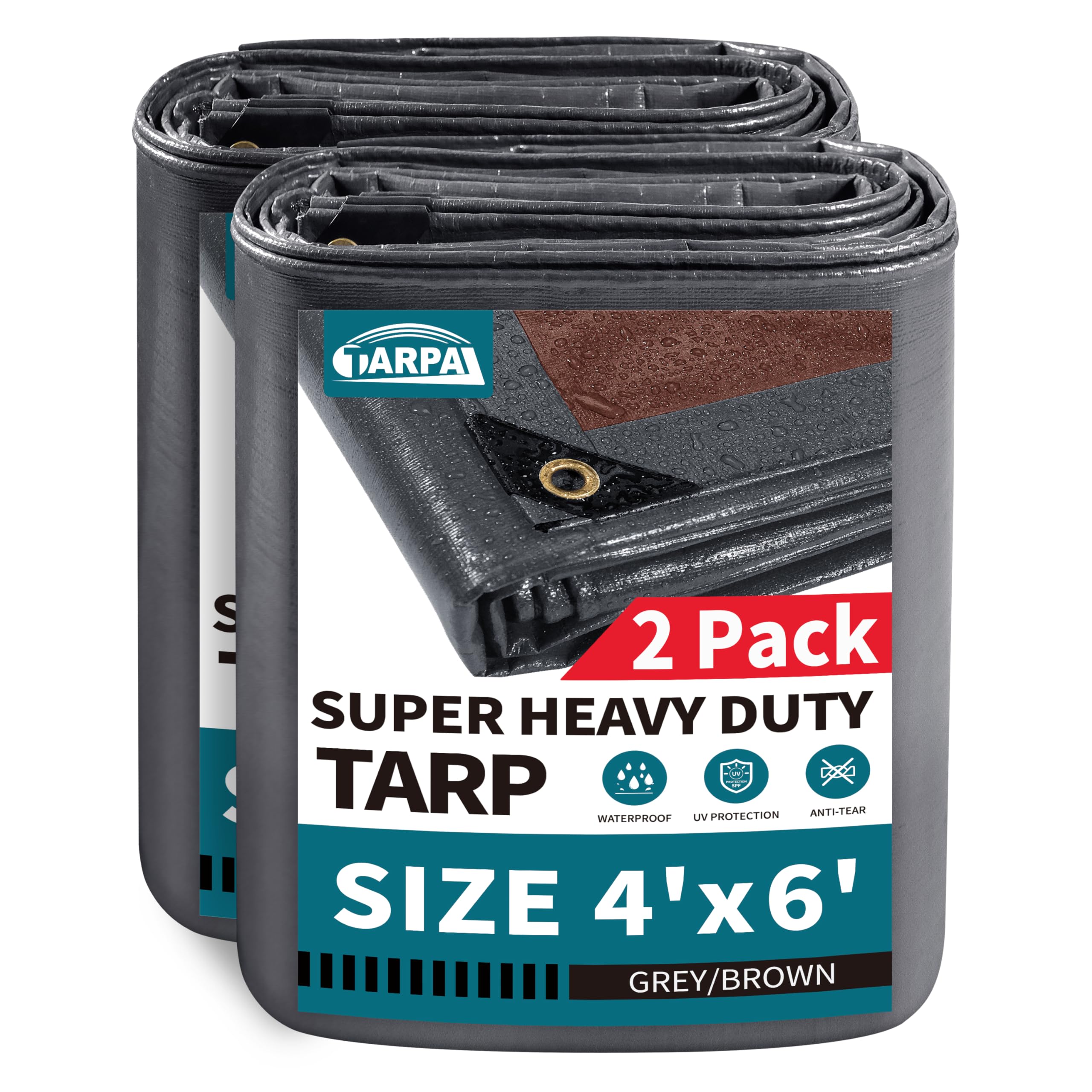 TARPAL tarp 4x6 Feet(2-Pack) Super Heavy Duty Tarps Cover 20mil