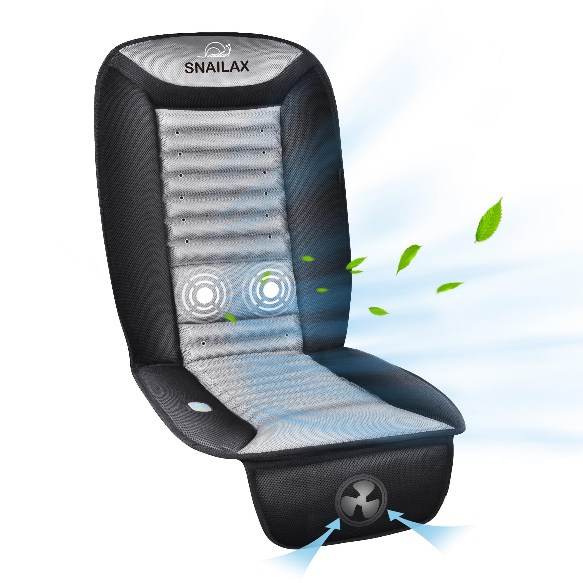 Snailax Cooling Seat Cover for Car Seat Cooler Cooling Fan Car seat Cushion with Massage 2 Air Speed & 3 Vibration Intensities, 12V, Vertilated Cool Air Seat Pad, 30-Min Auto Off for SUV/Truck