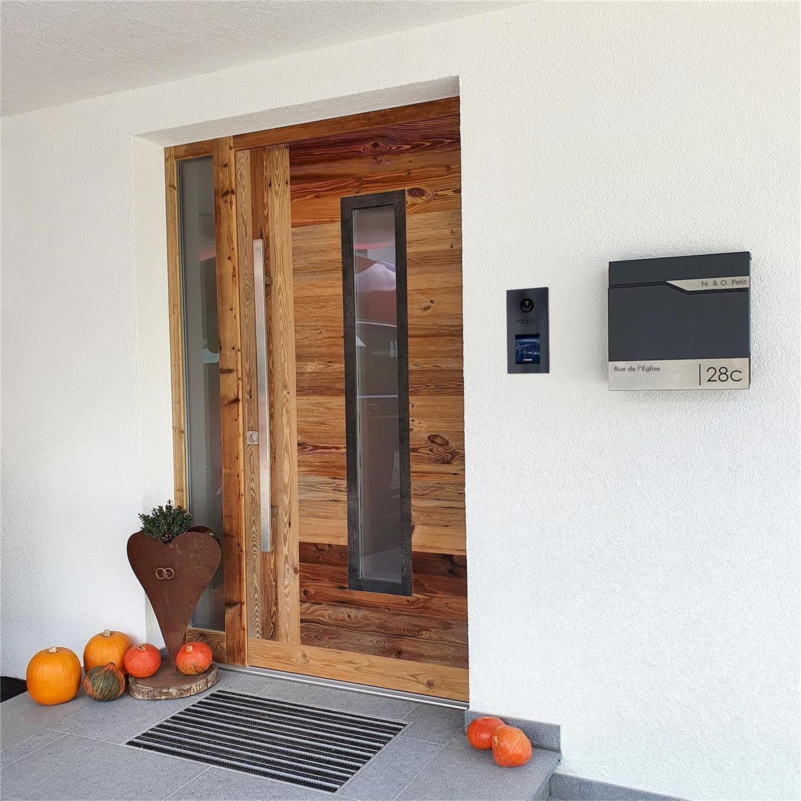 Metzler Boîte aux Lettres Murale avec Porte-nom, Design Moderne avec Compartiment à journaux Anthracite RAL 7016, Personnalisable avec Plaque Nominative en Acier Inoxydable V2A | Modèle Siebert…