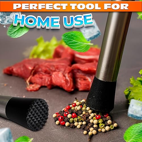 Miniatura 8 de 2 unidades de molinillo de barra para cócteles – Morddler de cóctel de acero inoxidable de 8 pulgadas para limonada, suministros esenciales de bar y